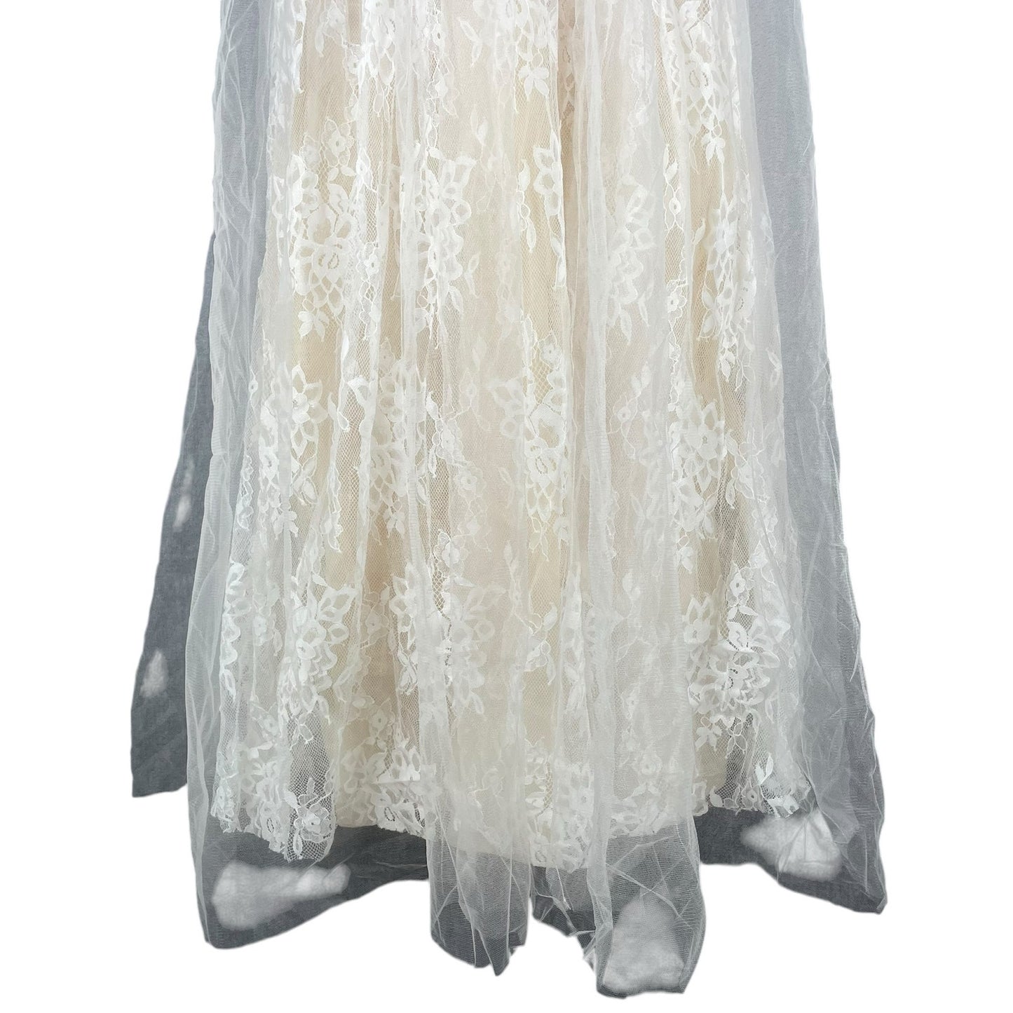 Lulu's Sweet Love Lace Beaded Bridal Dress Wedding Ivory White Size S