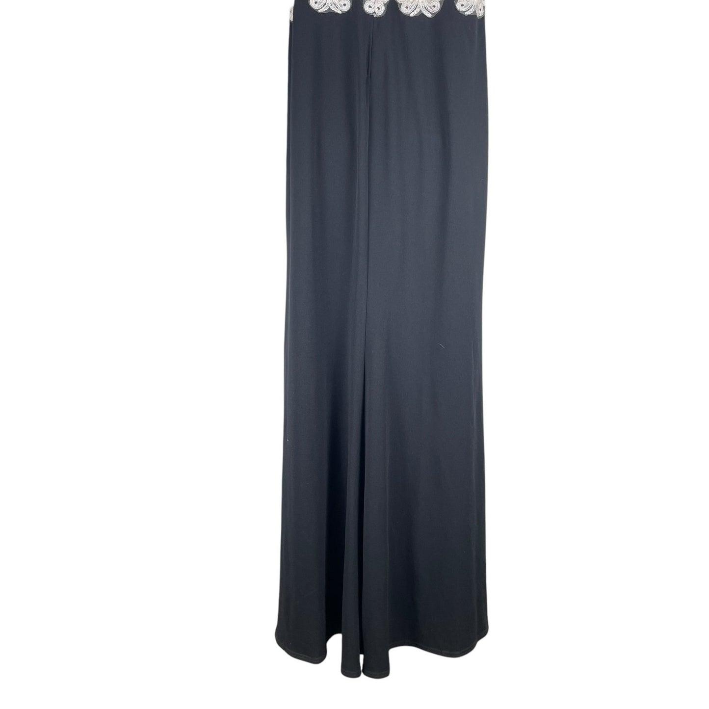 Tadashi Shoji Embroidered Lace Long Evening Gown Black Ivory Size 20