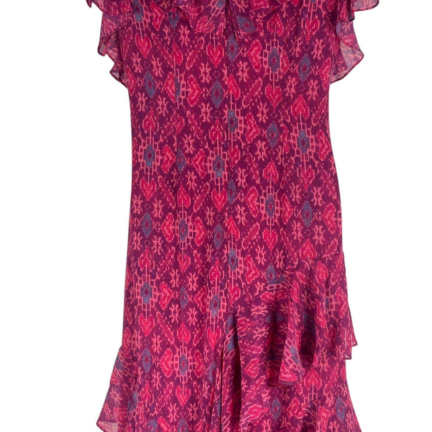 Lauren Ralph Lauren Geo Print Ruffle Trim Georgette Gown Pink Size 10