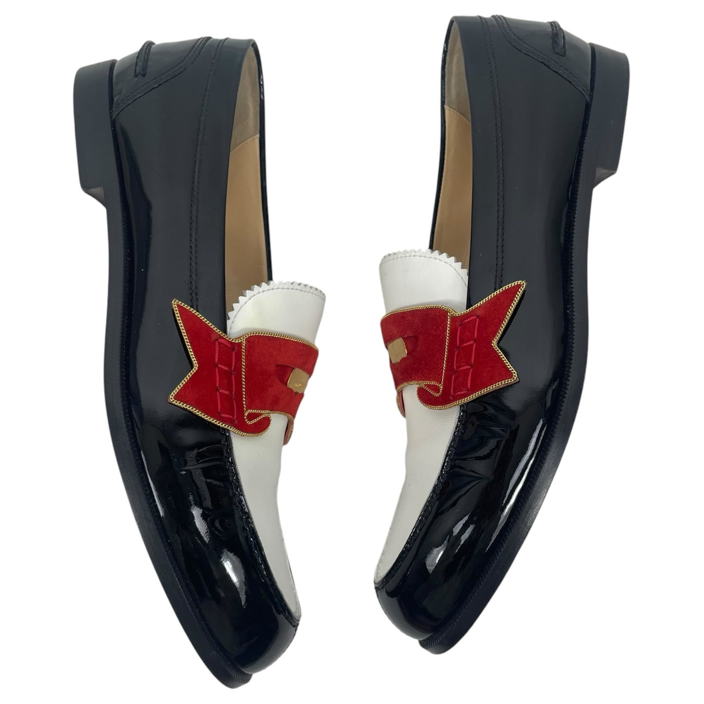 Christian Louboutin Donna Patent Red Sole Penny Loafers Tricolor Size 39.5