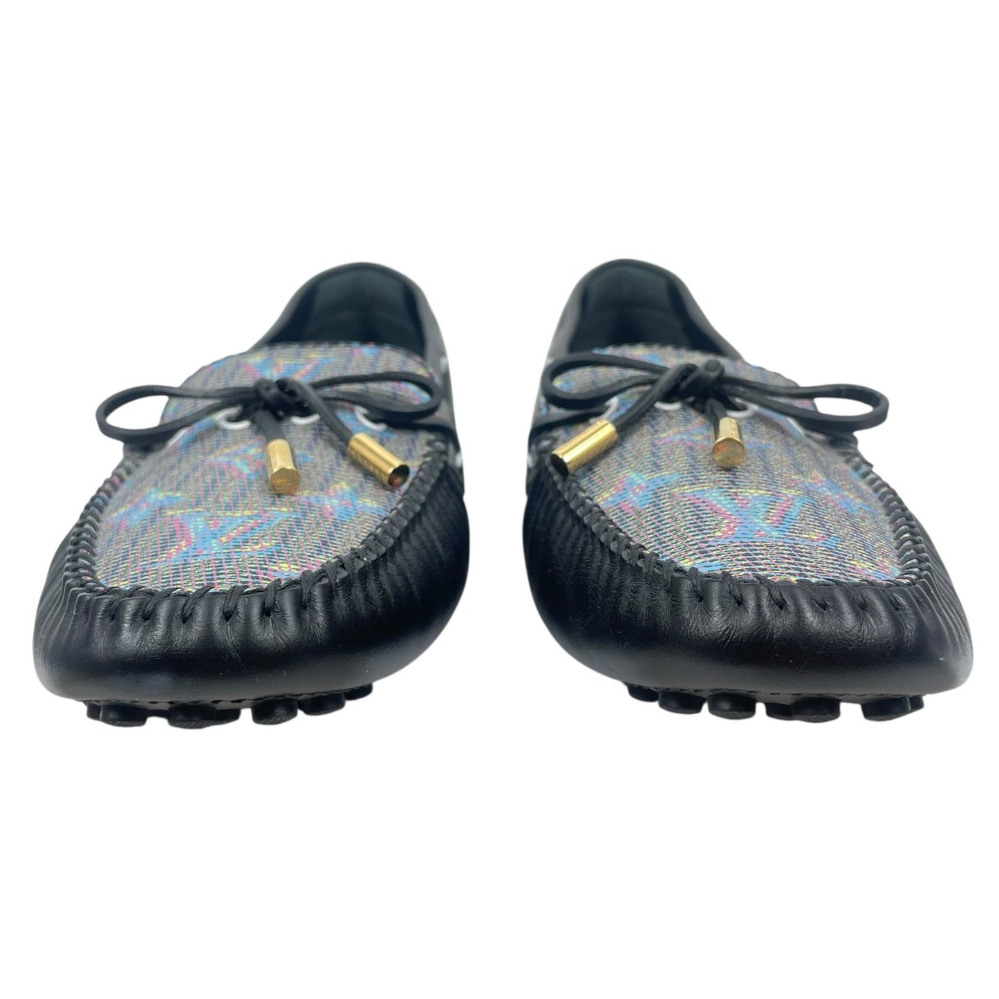 Louis Vuitton Gloria Leather Flat Loafers Blue LV Pop Monogram Size 40