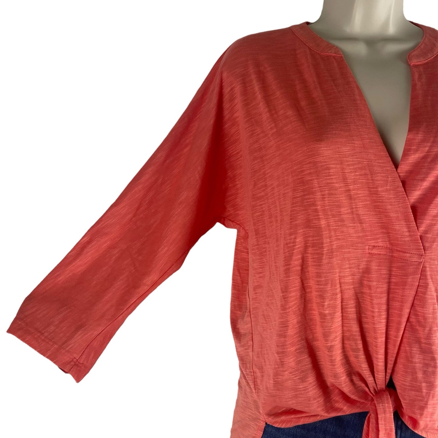 Sunday in Brooklyn 3/4 Sleeve Tie Front Hem Top Hi Lo Coral Orange Size XS