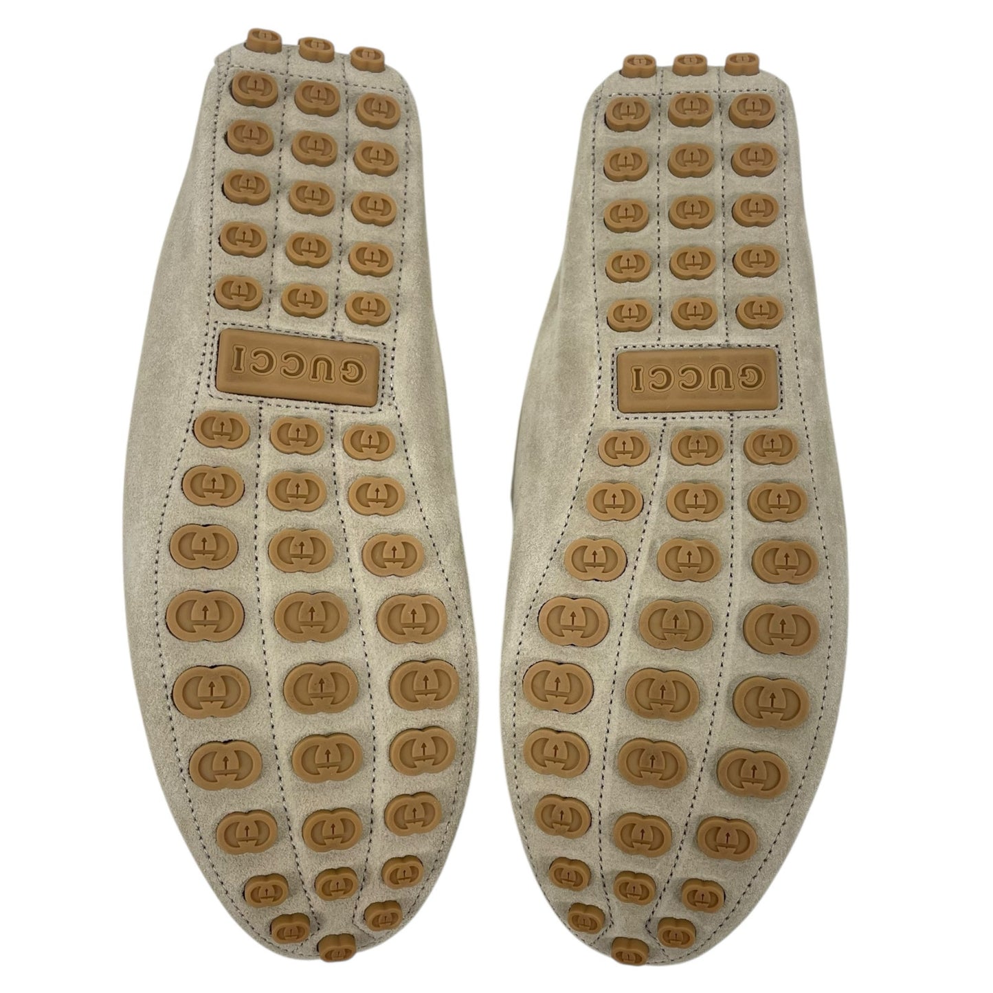 Gucci Horsebit Suede Driver Loafers Moccasin Oatmeal Beige Size 8 US 8.5