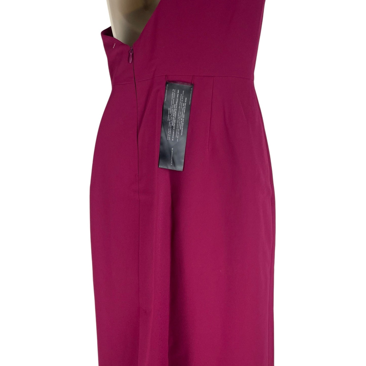 BCBGMaxAzria Gracie One Shoulder Chain Gown Column Dress Beet Size 2