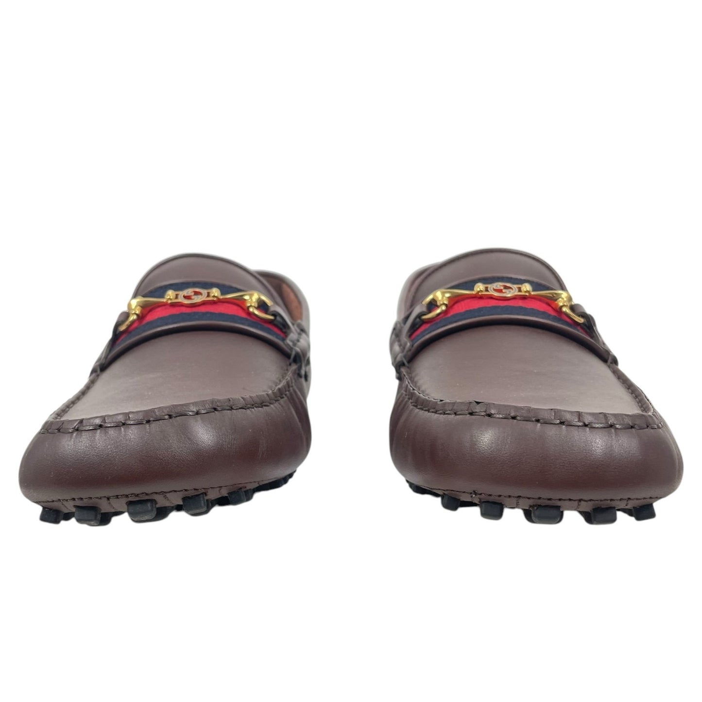 Gucci Ayrton Web GG Logo Horsebit Leather Driver Loafer Brown Size 13