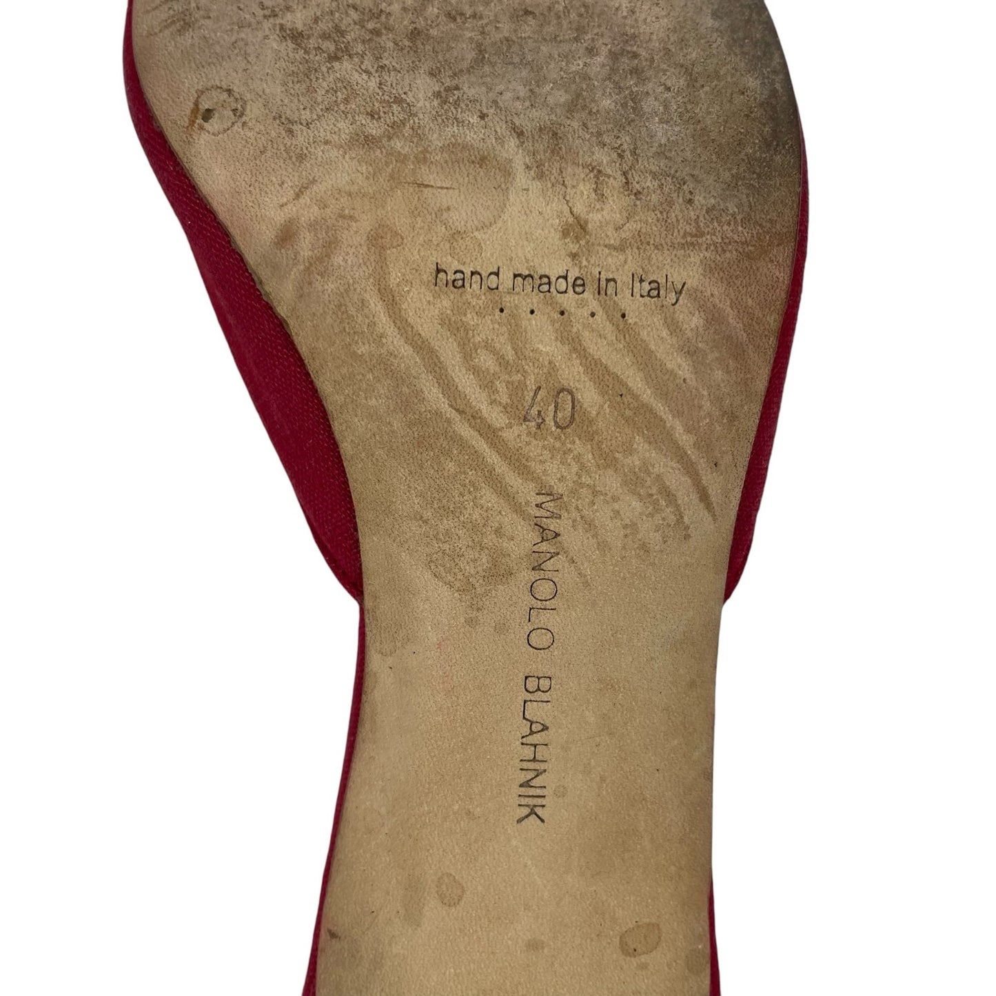 Manolo Blahnik Maysale 70mm Red Buckle Mules Fabric Size 40 Hailey Bieber