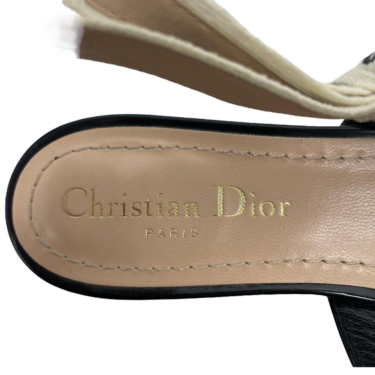 Christian Dior J'Adior Patent Leather Slingback Flats Black Size 36