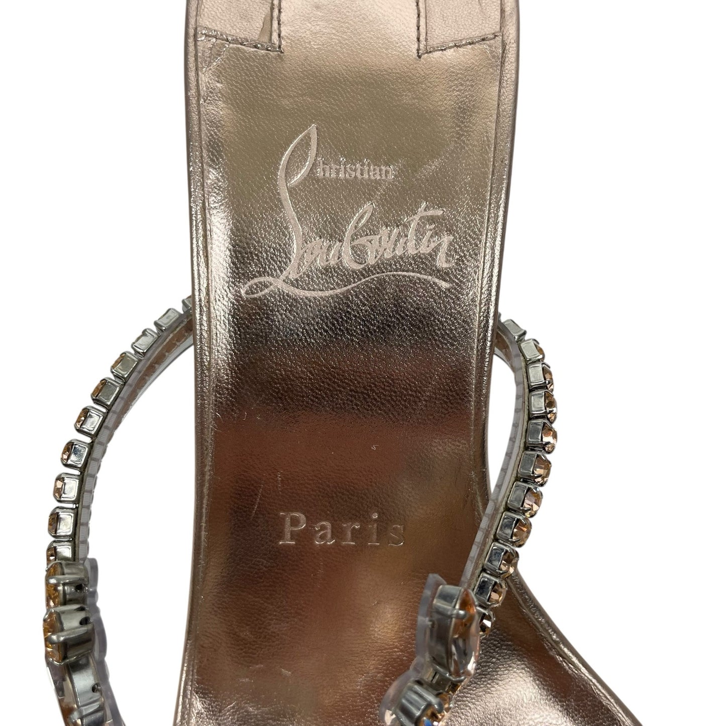 Christian Louboutin Just Queen 70 Crystal Mule Sandal Gold Size 38