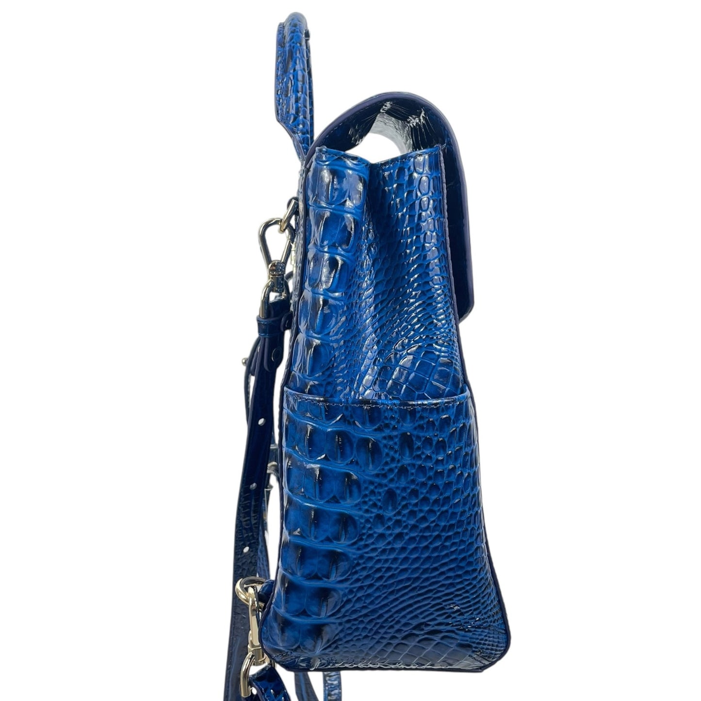 Brahmin Liz Sapphire Melbourne Convertible Backpack Croc Embossed Blue