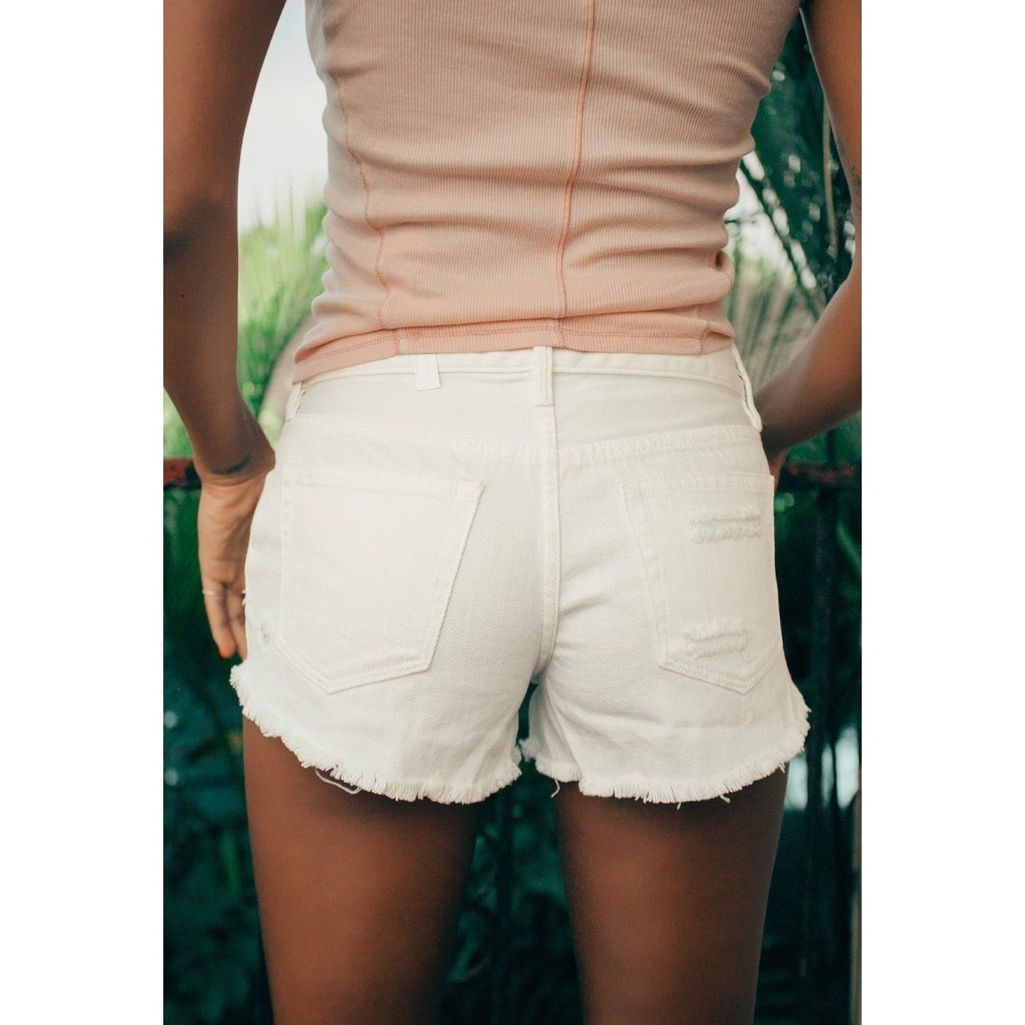Free People Loving Good Vibrations High Rise Denim Shorts White Size 31