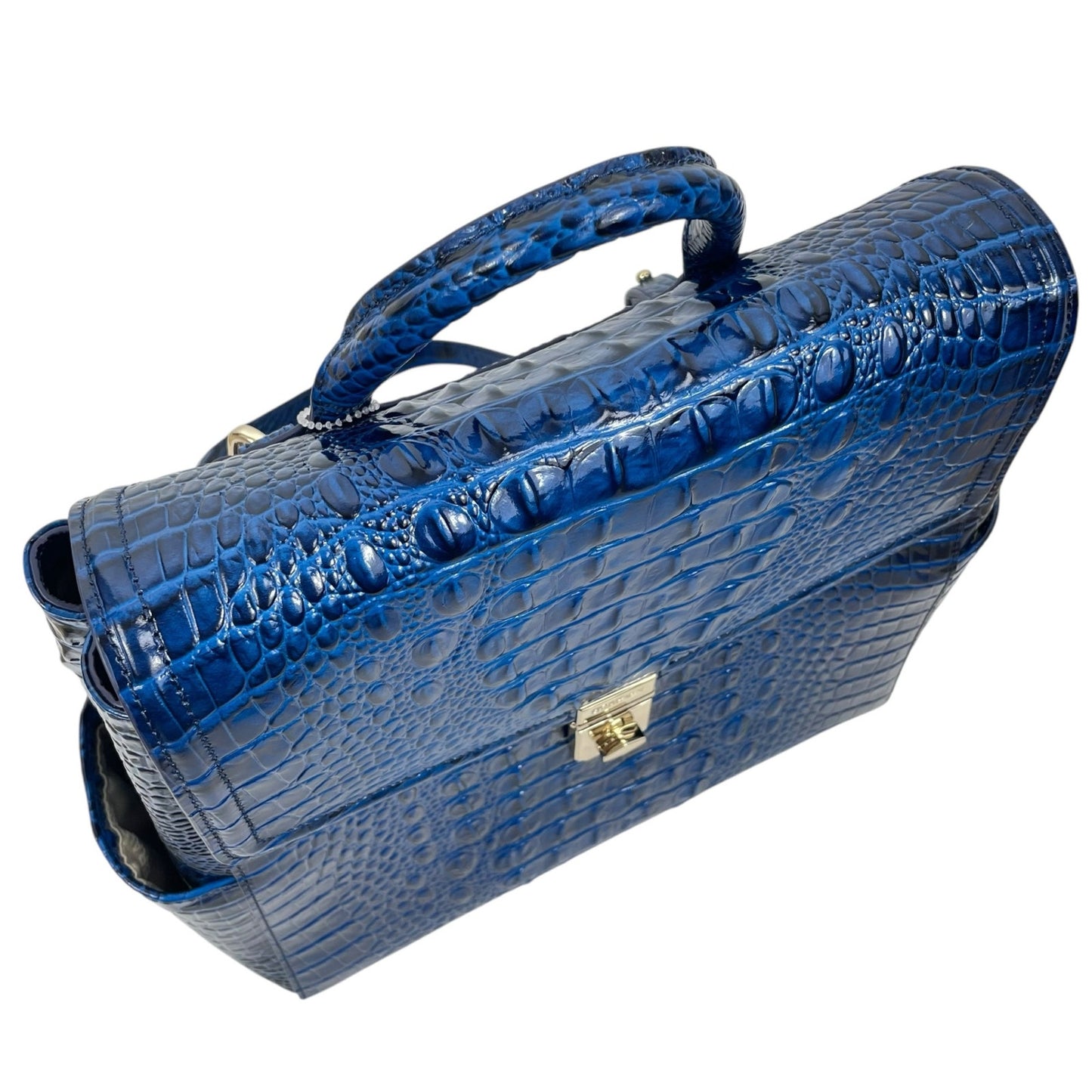 Brahmin Liz Sapphire Melbourne Convertible Backpack Croc Embossed Blue