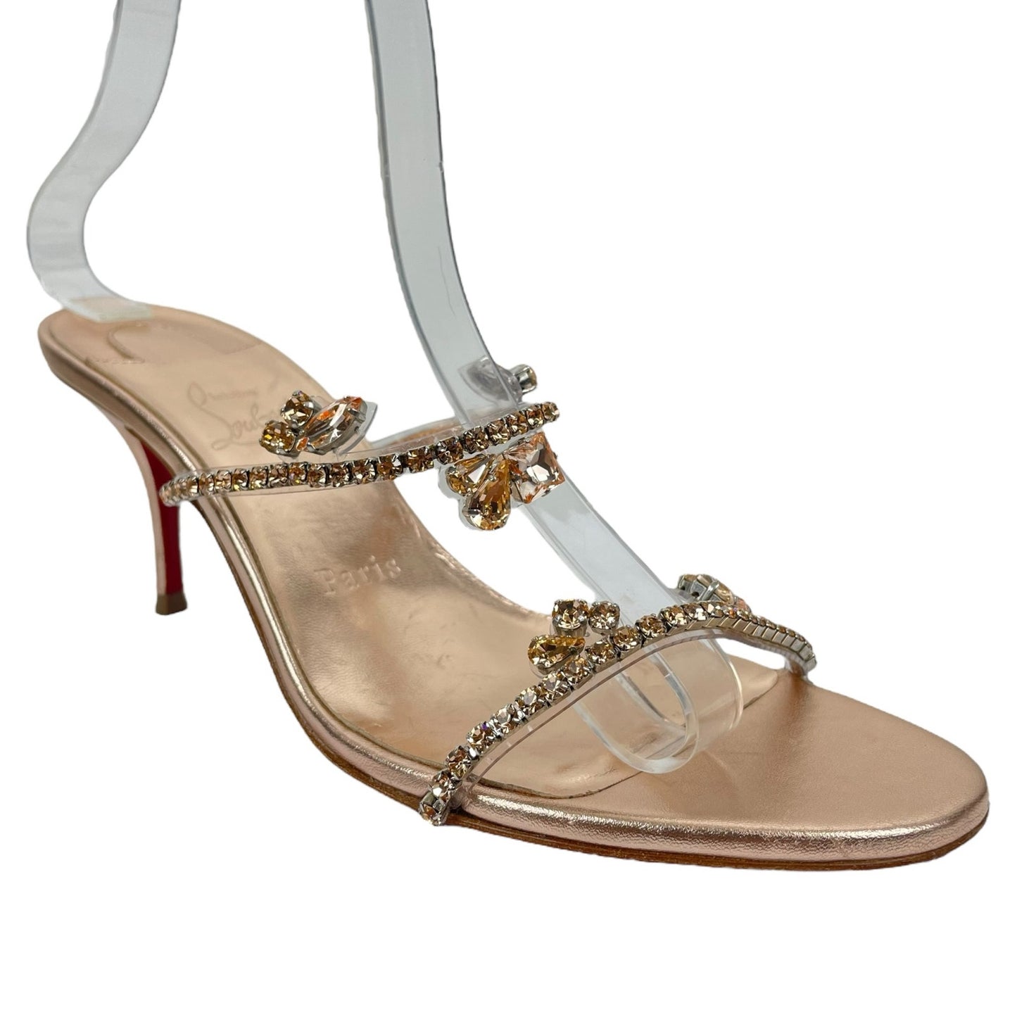Christian Louboutin Just Queen 70 Crystal Mule Sandal Gold Size 38