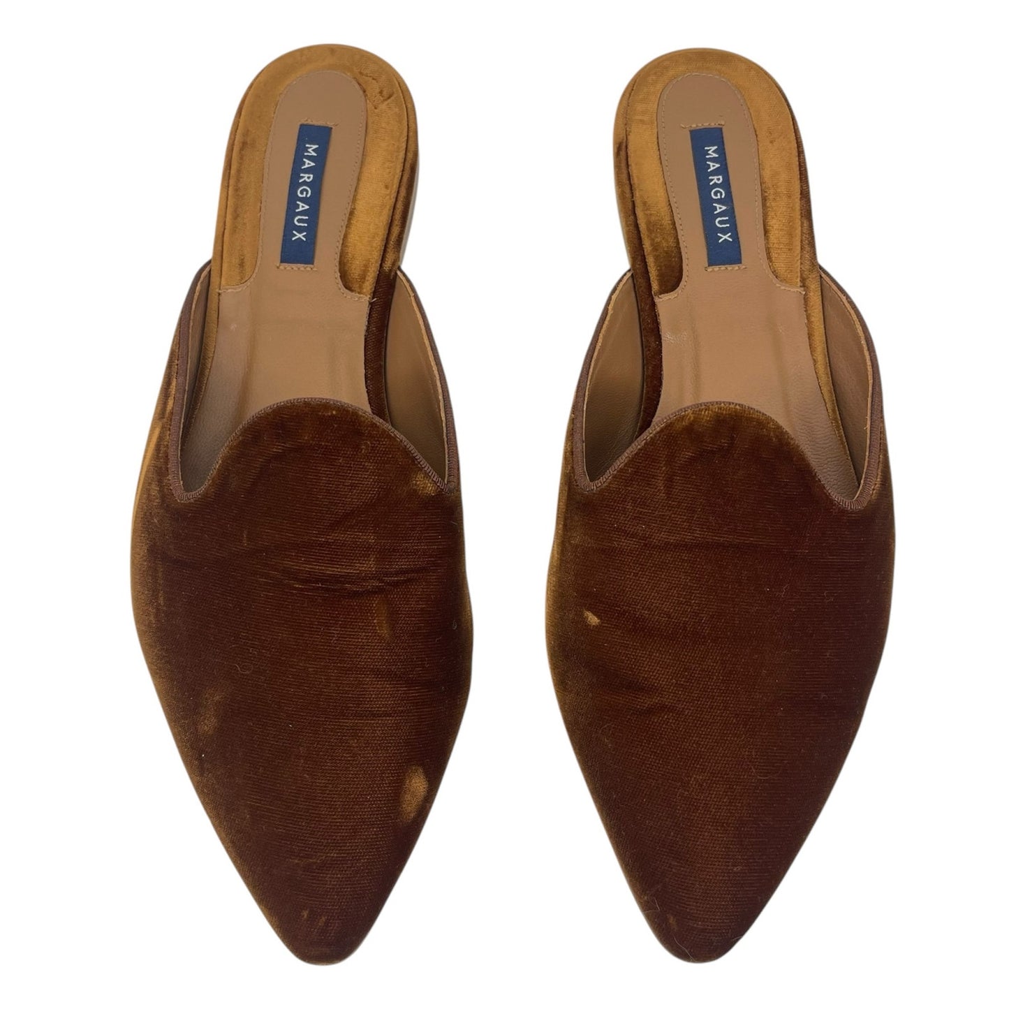 Margaux Velvet Pointed Toe Slip On Mules Rust Brown Size 41.5M