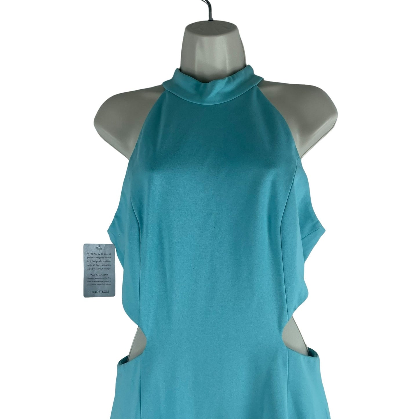 Elliatt Spectar Waist Cutout Gown Dress Asymmetrical Hem Blue Size L