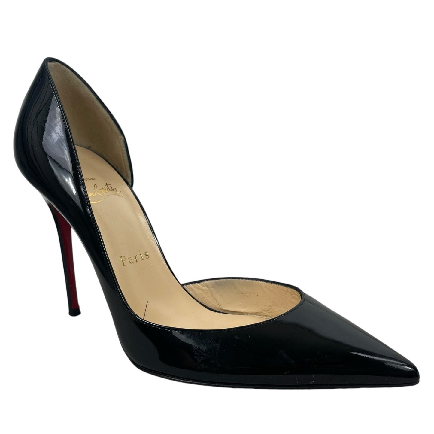 Christian Louboutin Iriza 100 d'Orsay Patent Leather Pump Black Size 37.5