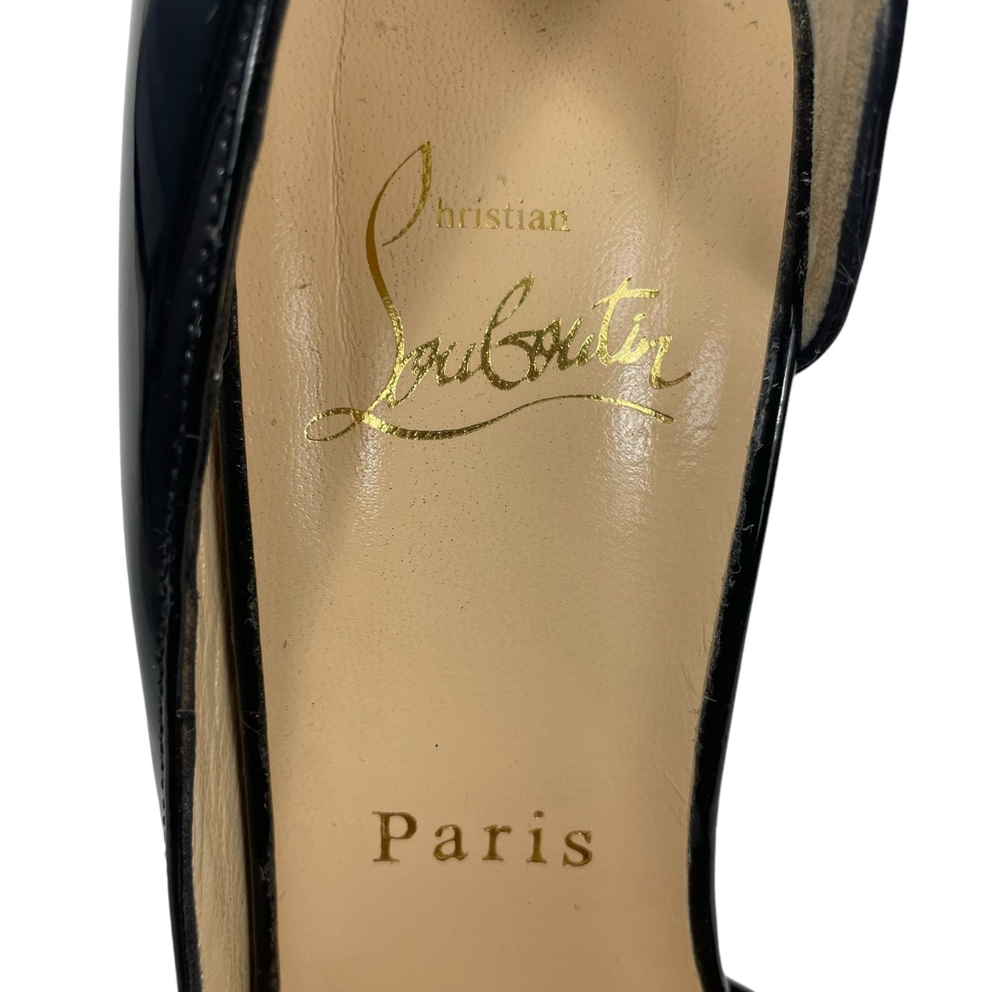 Christian Louboutin Iriza 100 d'Orsay Patent Leather Pump Black Size 37.5
