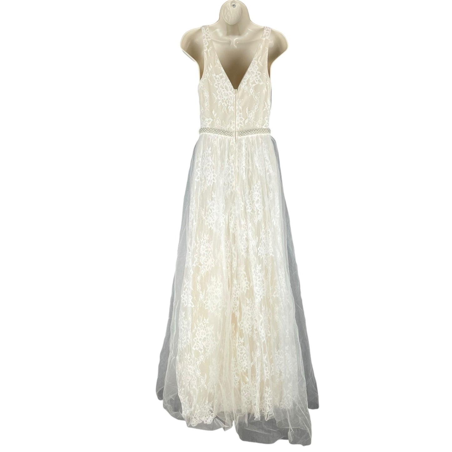 Lulu's Sweet Love Lace Beaded Bridal Dress Wedding Ivory White Size S