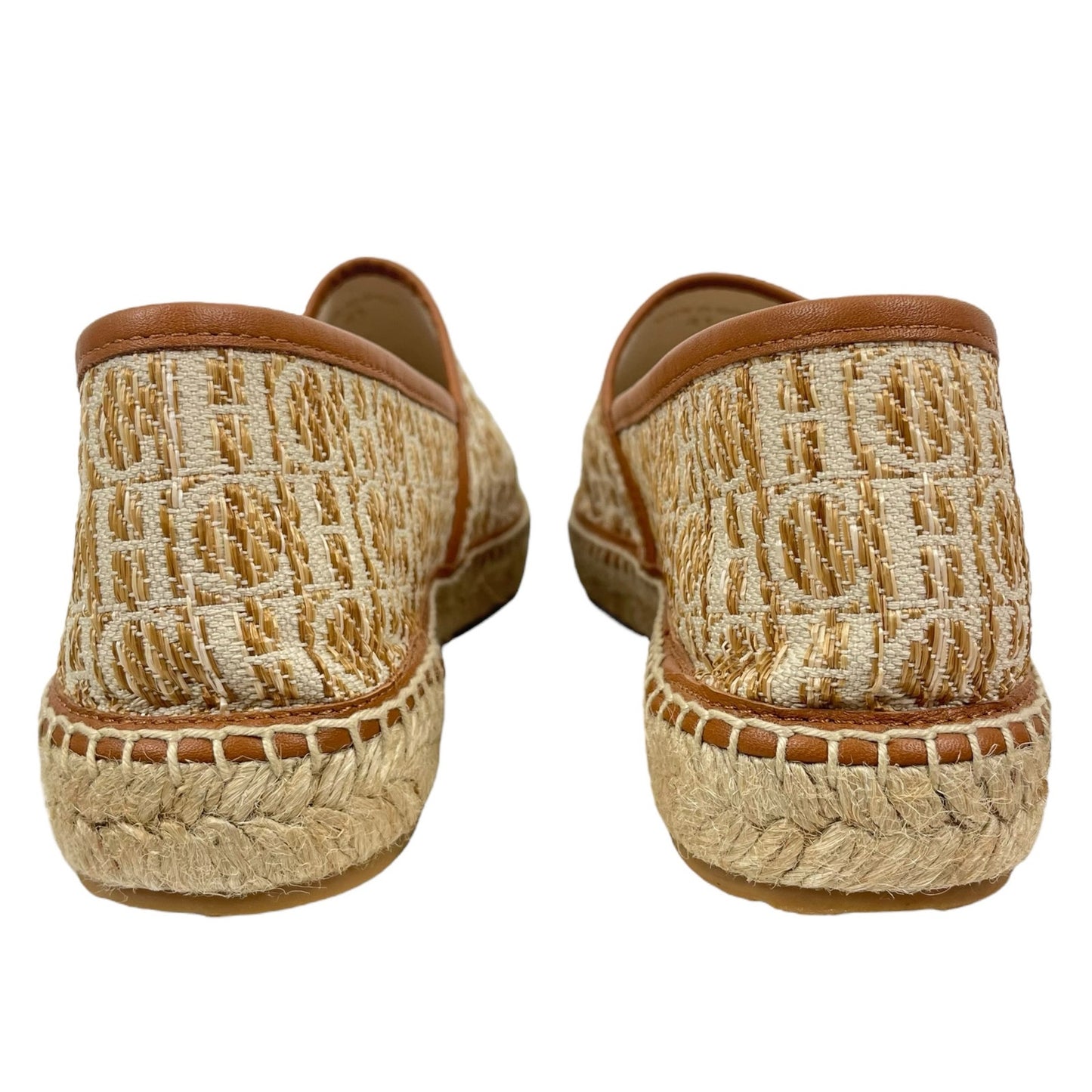 Carolina Herrera Alpargatas CH Logo Canvas Rafia Espadrille Brown Size 41