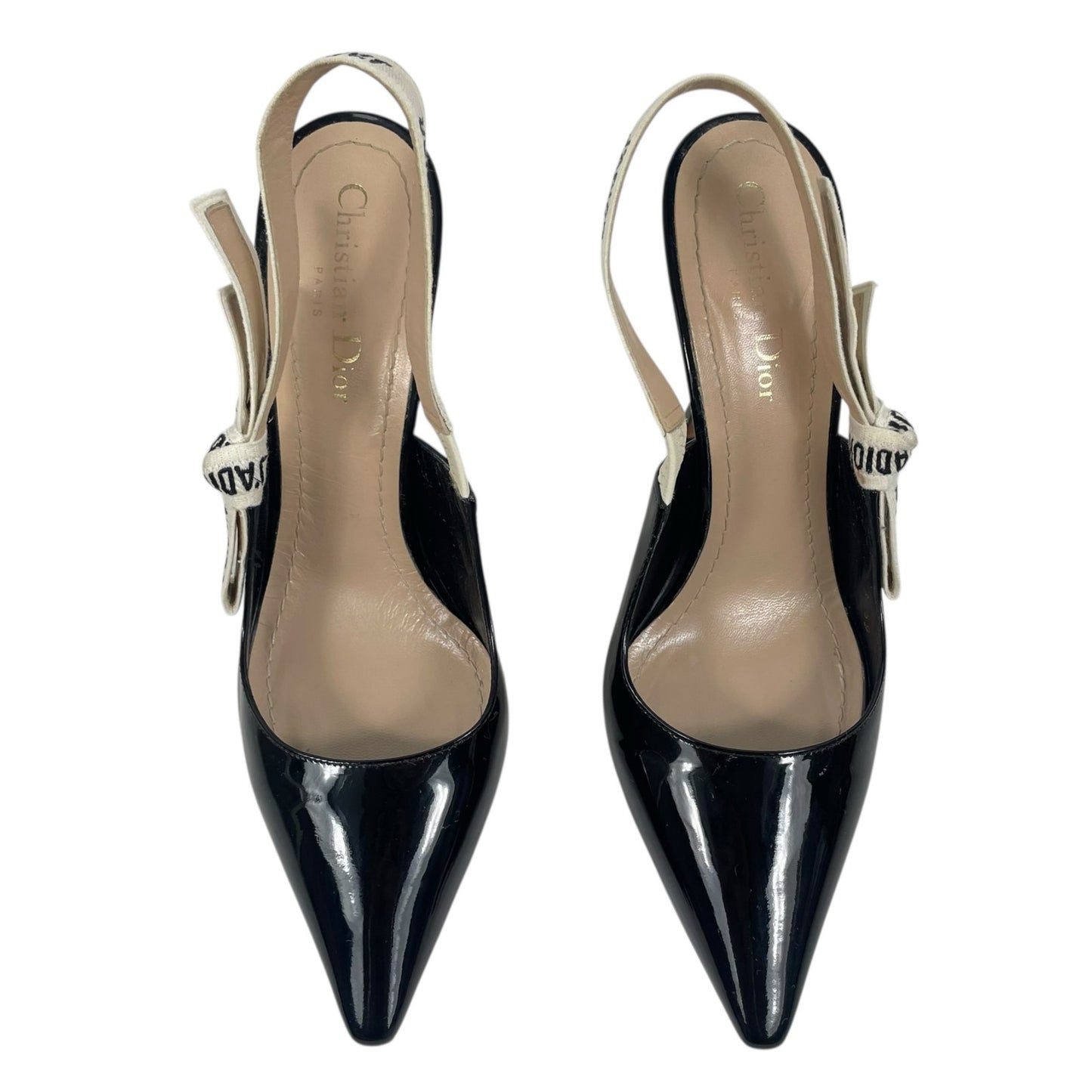 Christian Dior J'Adior 100 Slingback Pumps Patent Leather Black Size 39