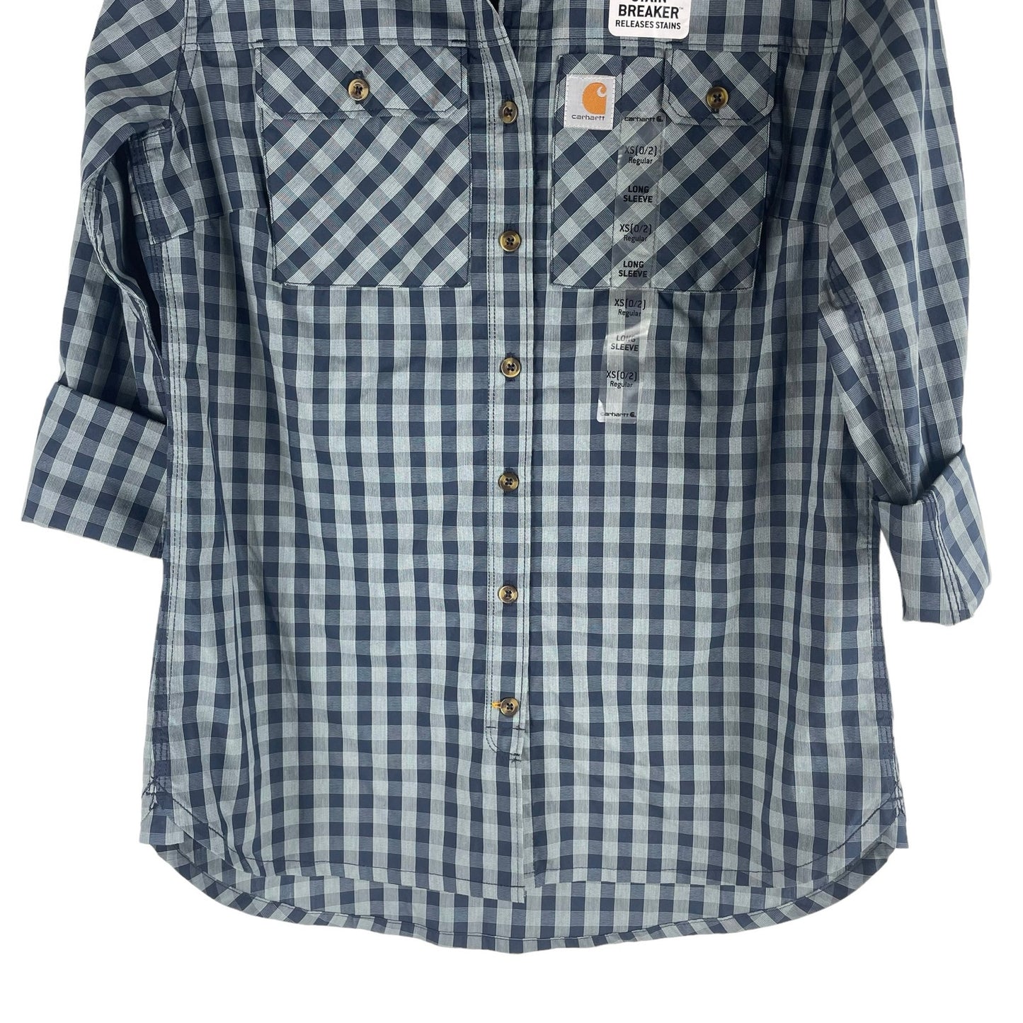 Carhartt Force Ridgefield Plaid Check Shirt dark Indigo Size XS