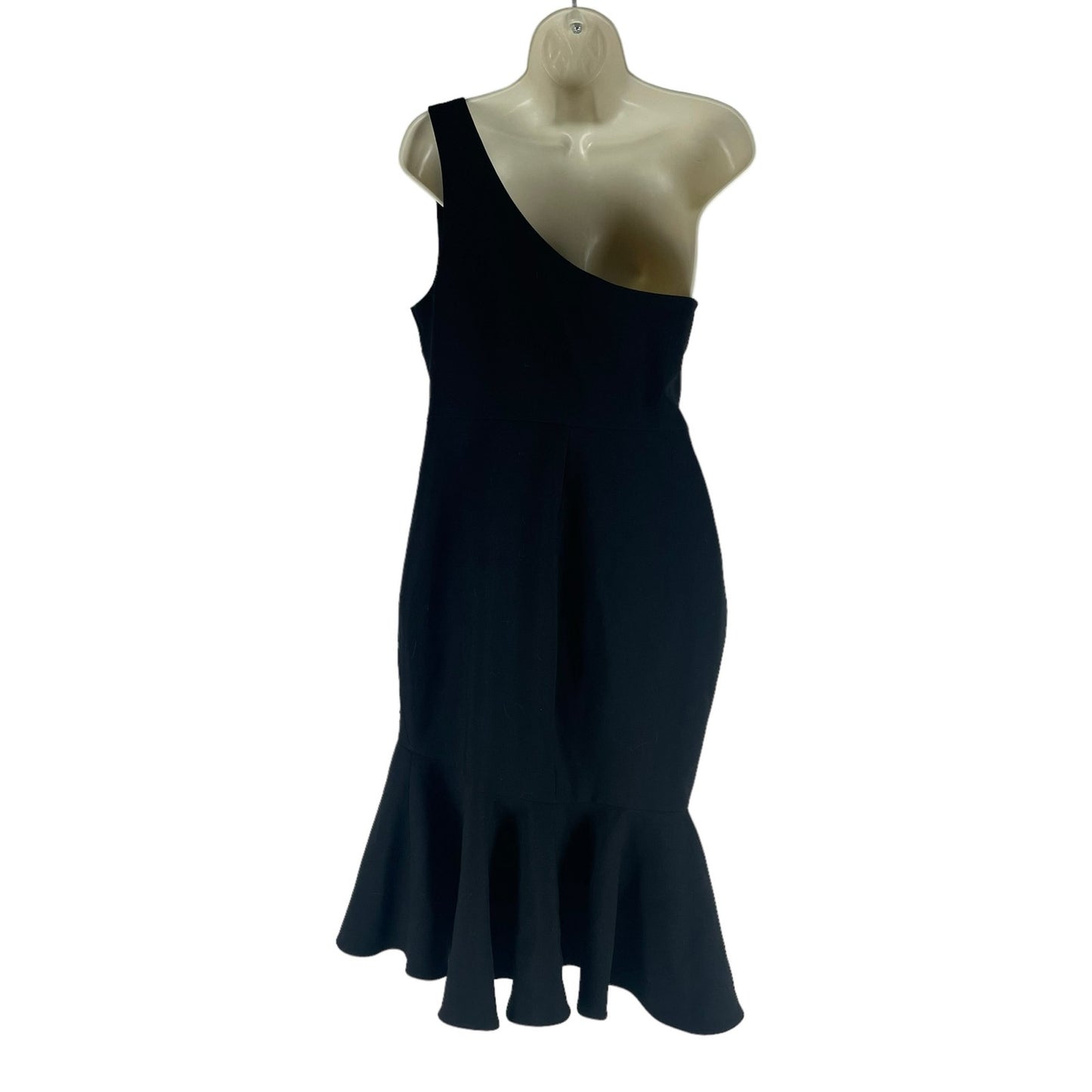 Likely Rollins One Shoulder Flounce Hem Black Cocktail Dress Size 8