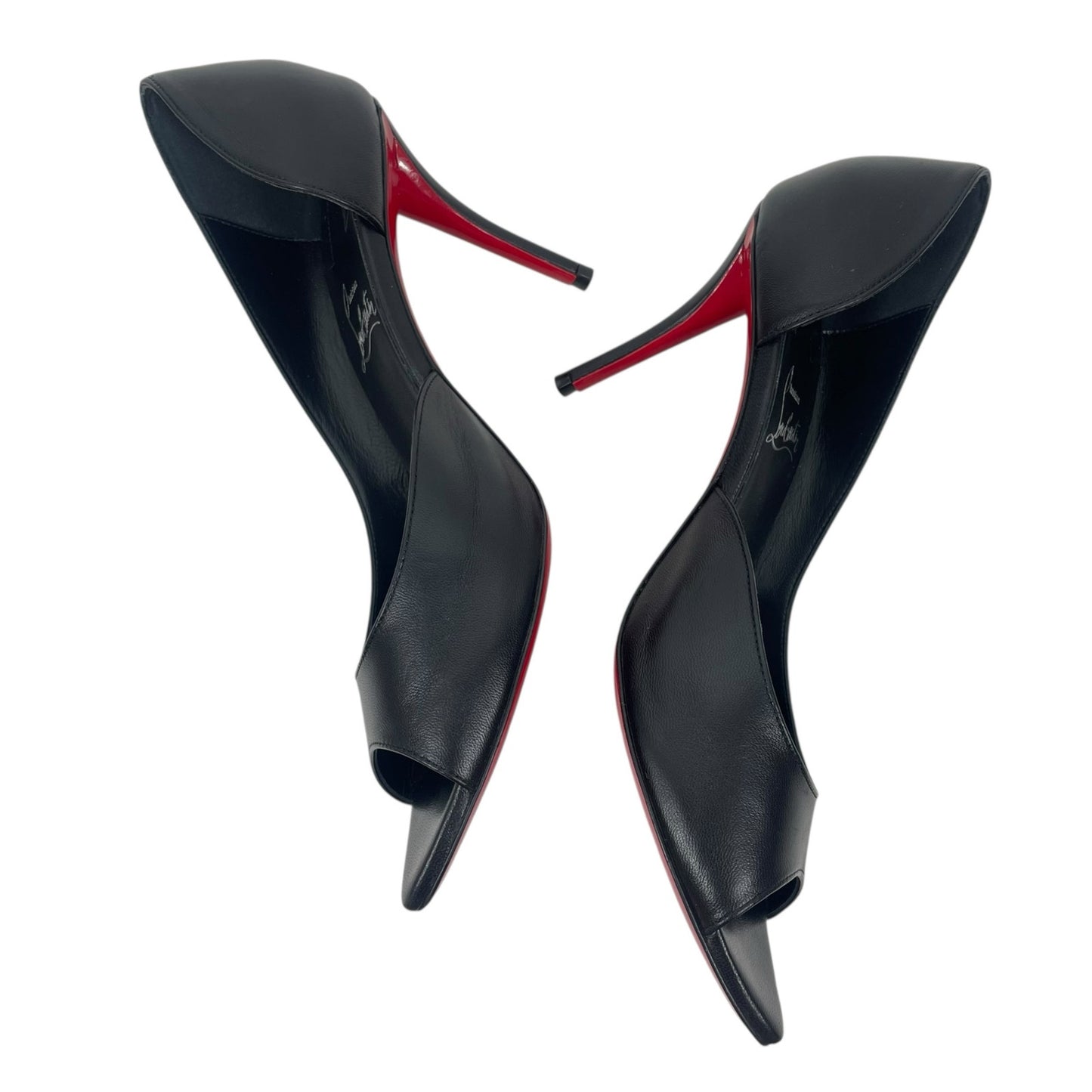 Christian Louboutin Open Apostropha 80 d'Orsay Leather Pump Black Size 38
