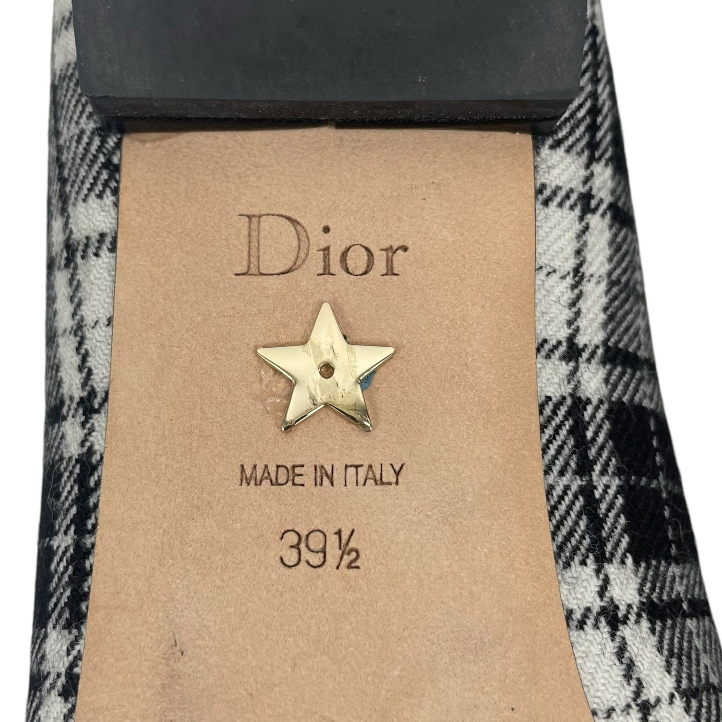 Christian Dior J'adior Embroider Tartan Print Pointed Toe Flats Size 39.5