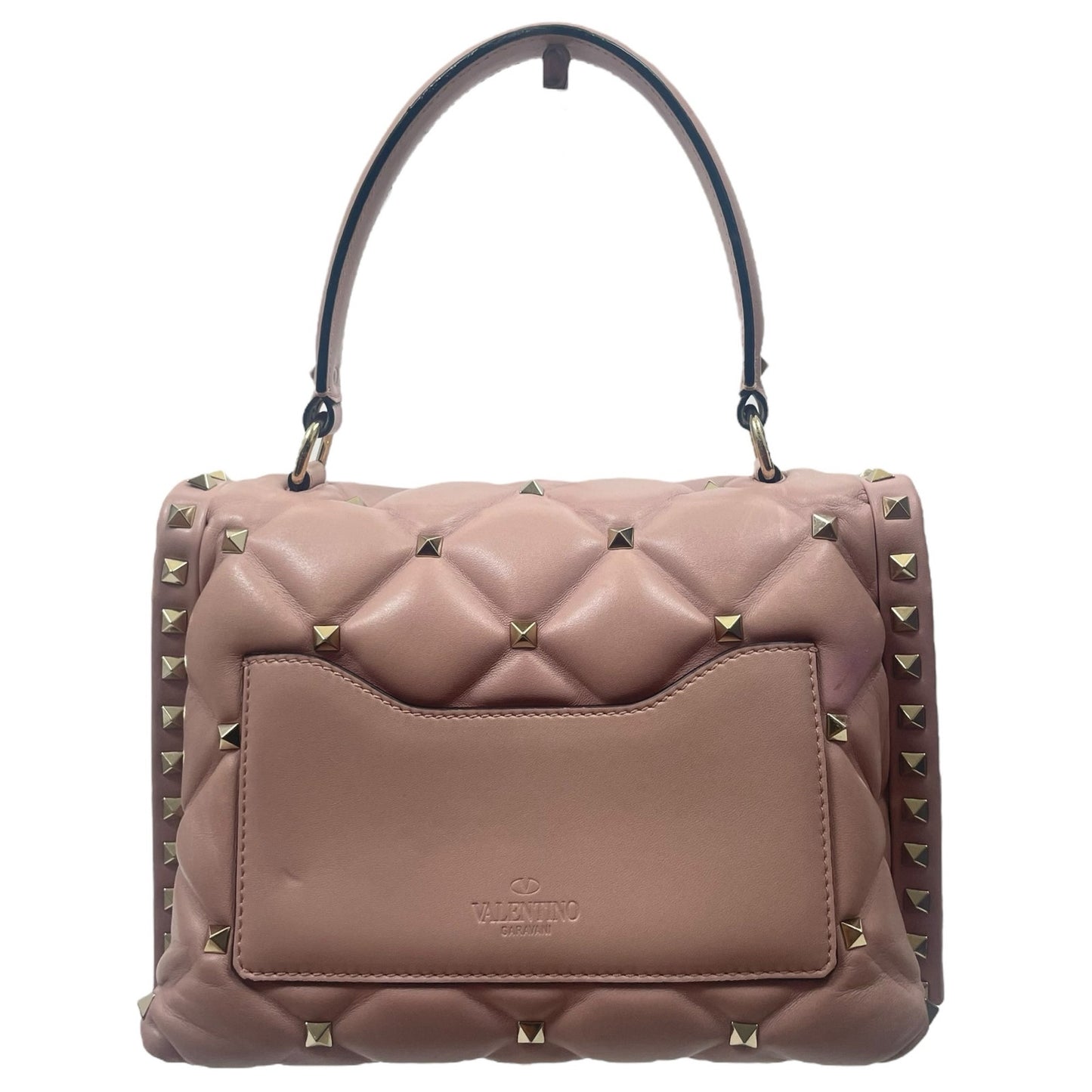 Valentino Garavani Candystud Medium Top Handle Leather Bag Rockstud Pink