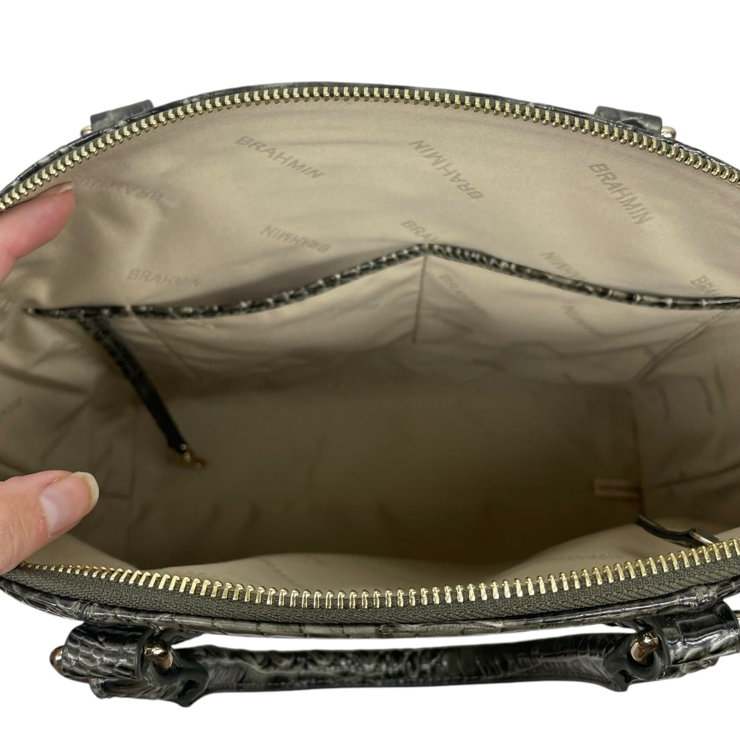 Brahmin Large Duxbury Satchel Bag Serpentine Melbourne Leather Croc