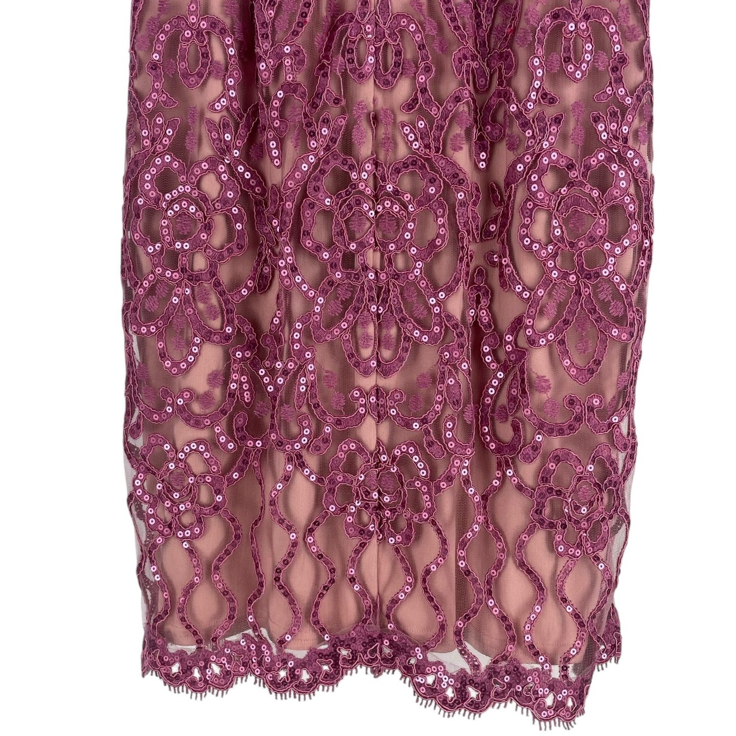 Tadashi Shoji Miranda Sequin Embroidered Cocktail Dress Mauve Size 4