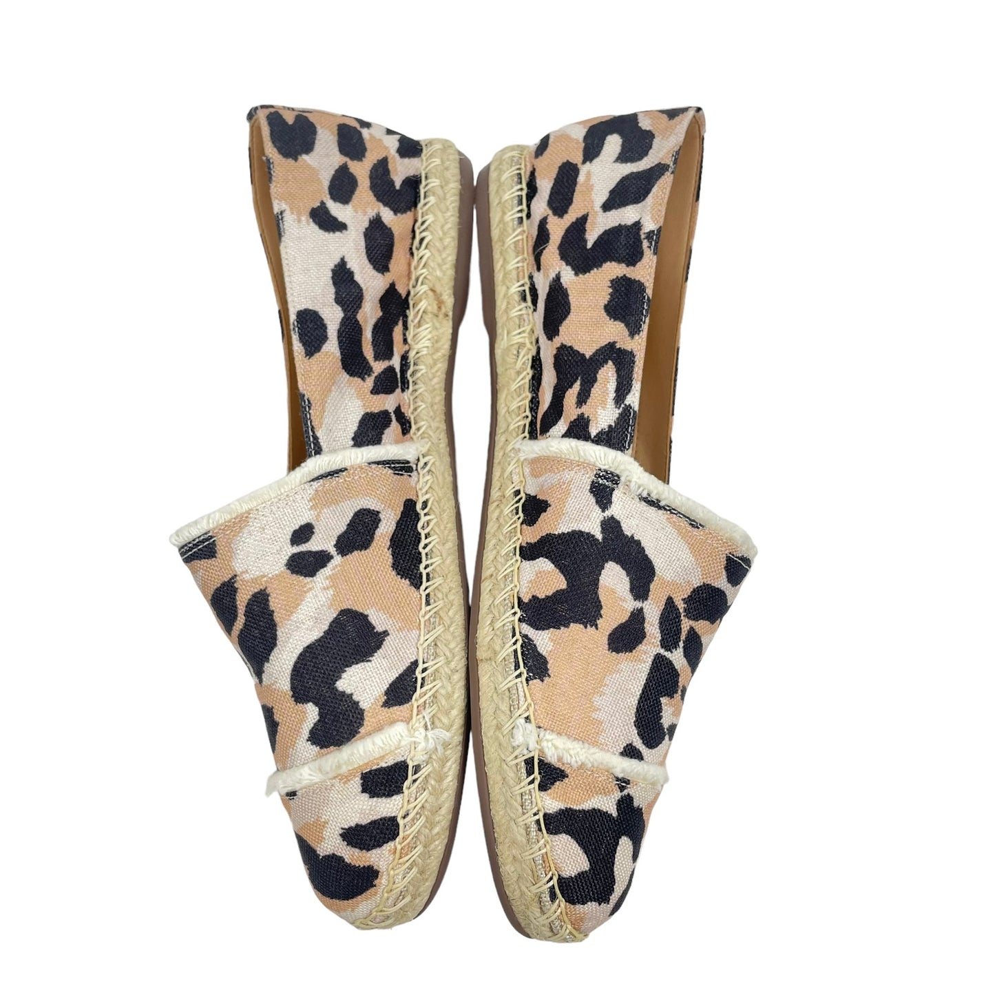 Schutz Ohanna Leopard Print Canvas Espadrilles Slip On Neutral Size 10