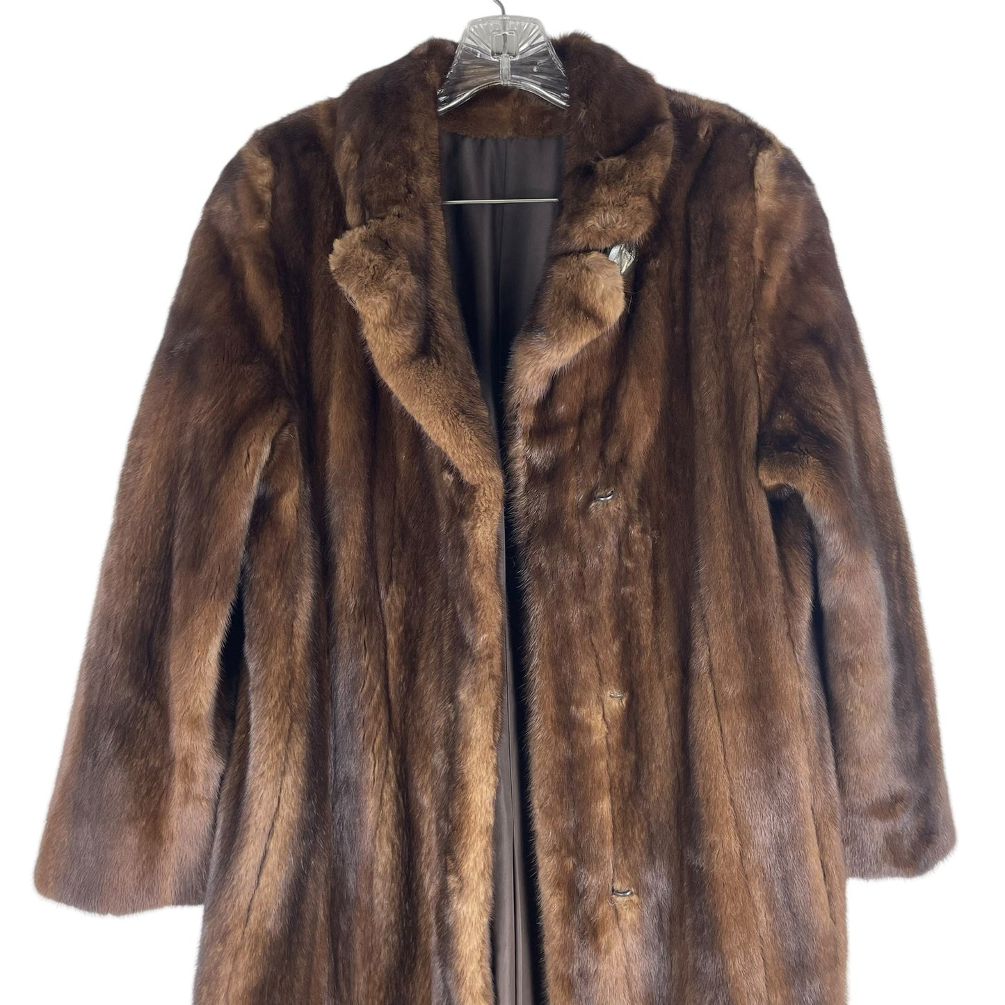 Vintage Nafia Real Mink Fur Long Coat Full Length Brown Size 8