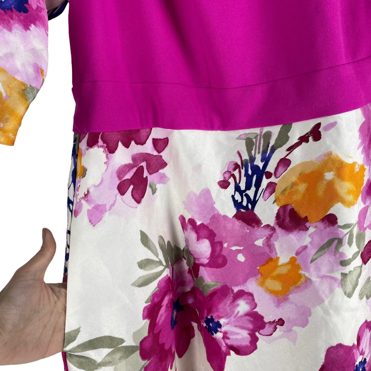 Eliza J Floral Printed Dress Knee Length Pockets Hot Pink Size 16W