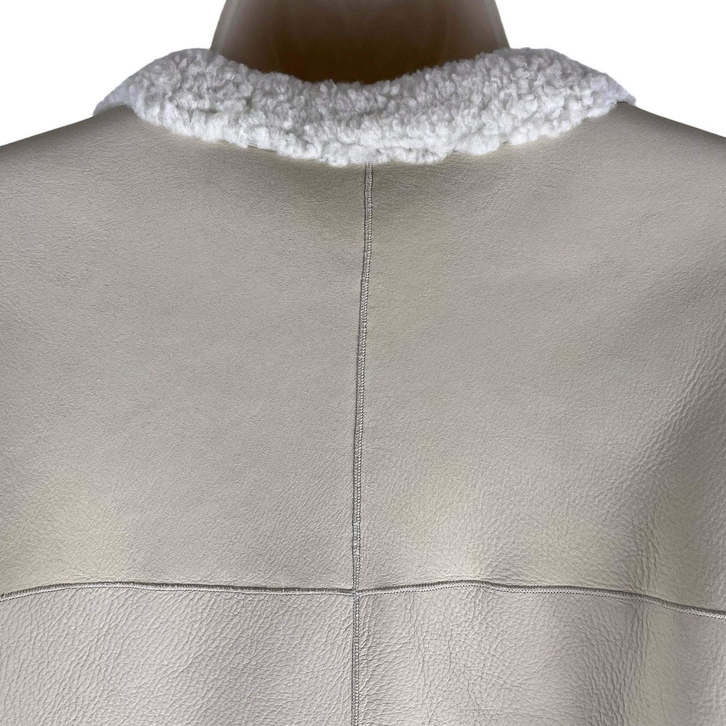 Loro Piana Collarless Fur Jacket White Lambskin Reversible Size 46 Large
