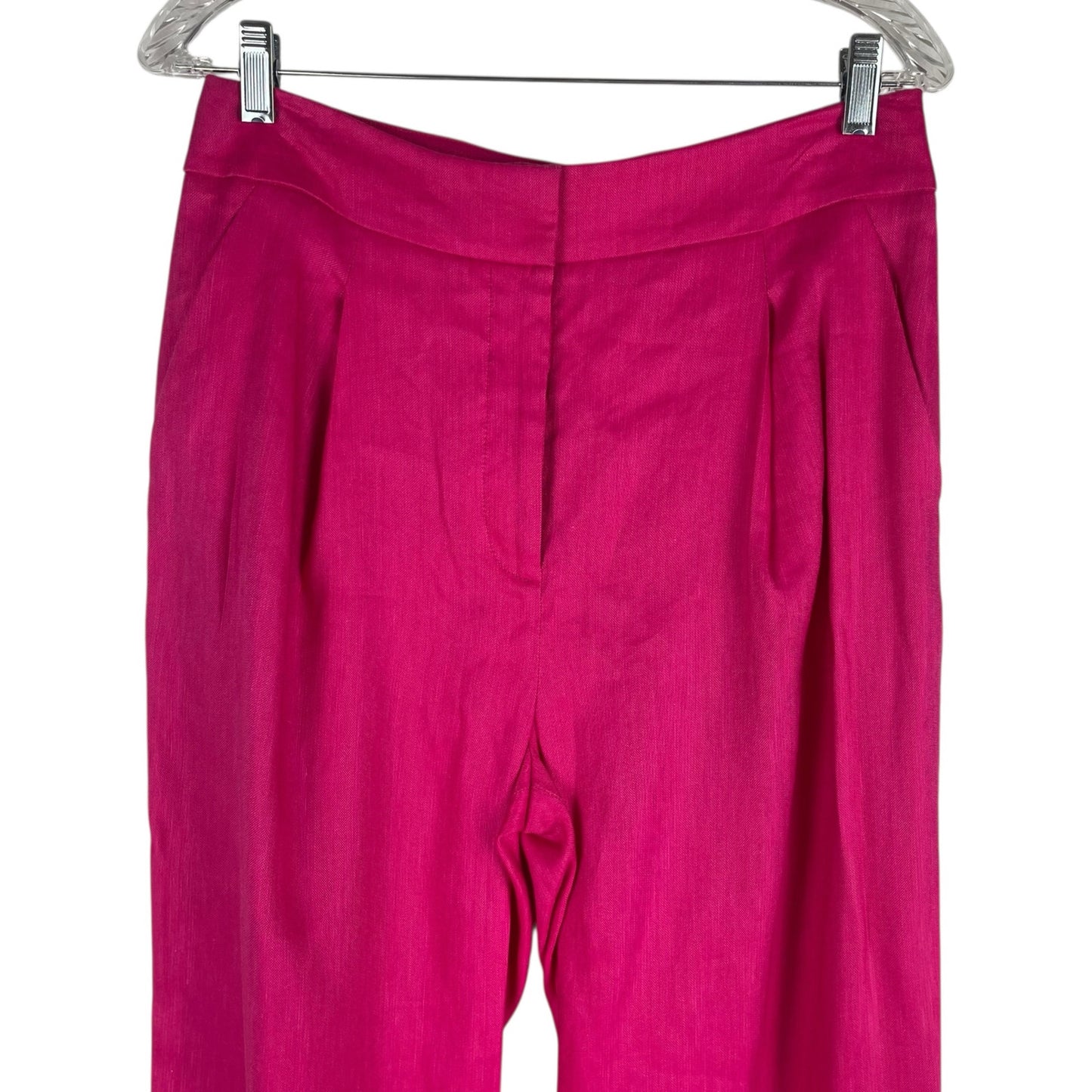 Veronica Beard Robinne Wide Leg Linen Blend Pants Fuchsia Pink Size 8