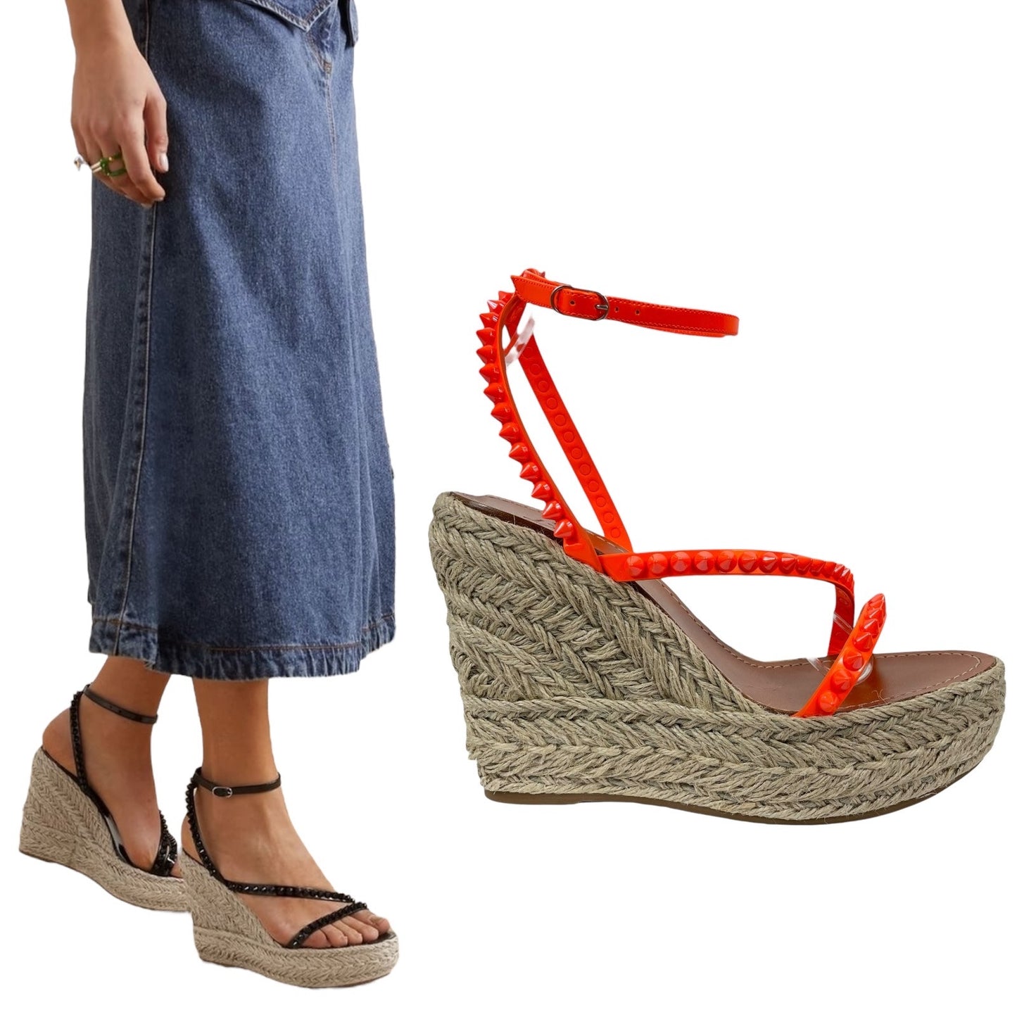 Christian Louboutin Mafaldina Zeppa 120 Wedge Sandal Orange Size 40