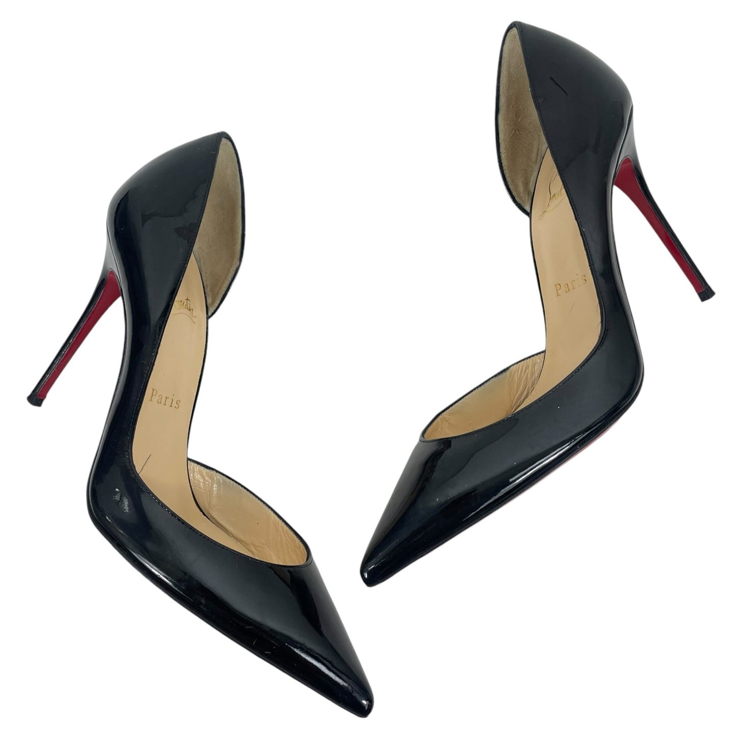 Christian Louboutin Iriza 100 d'Orsay Patent Leather Pump Black Size 37.5