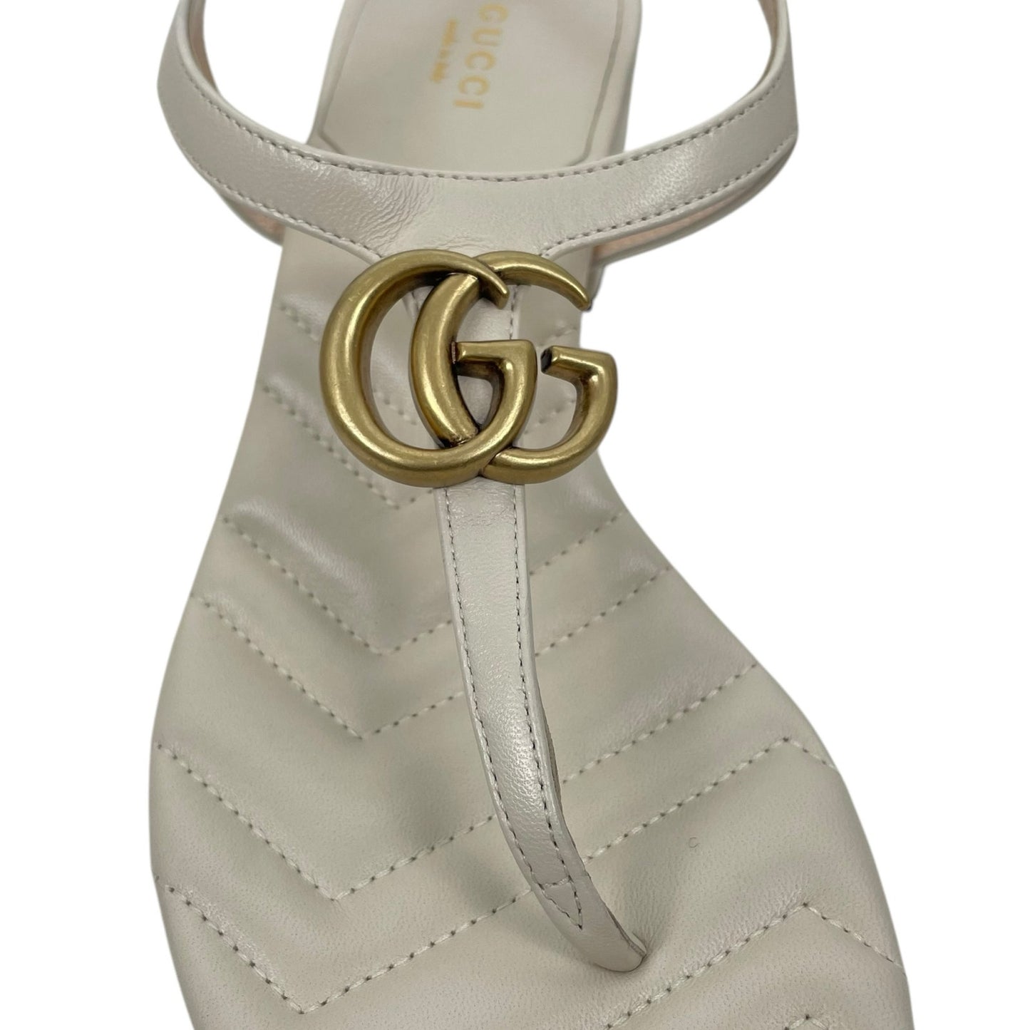 NEW Gucci Marmont GG Thong Slingback Heel Sandals Mystic White Size 40