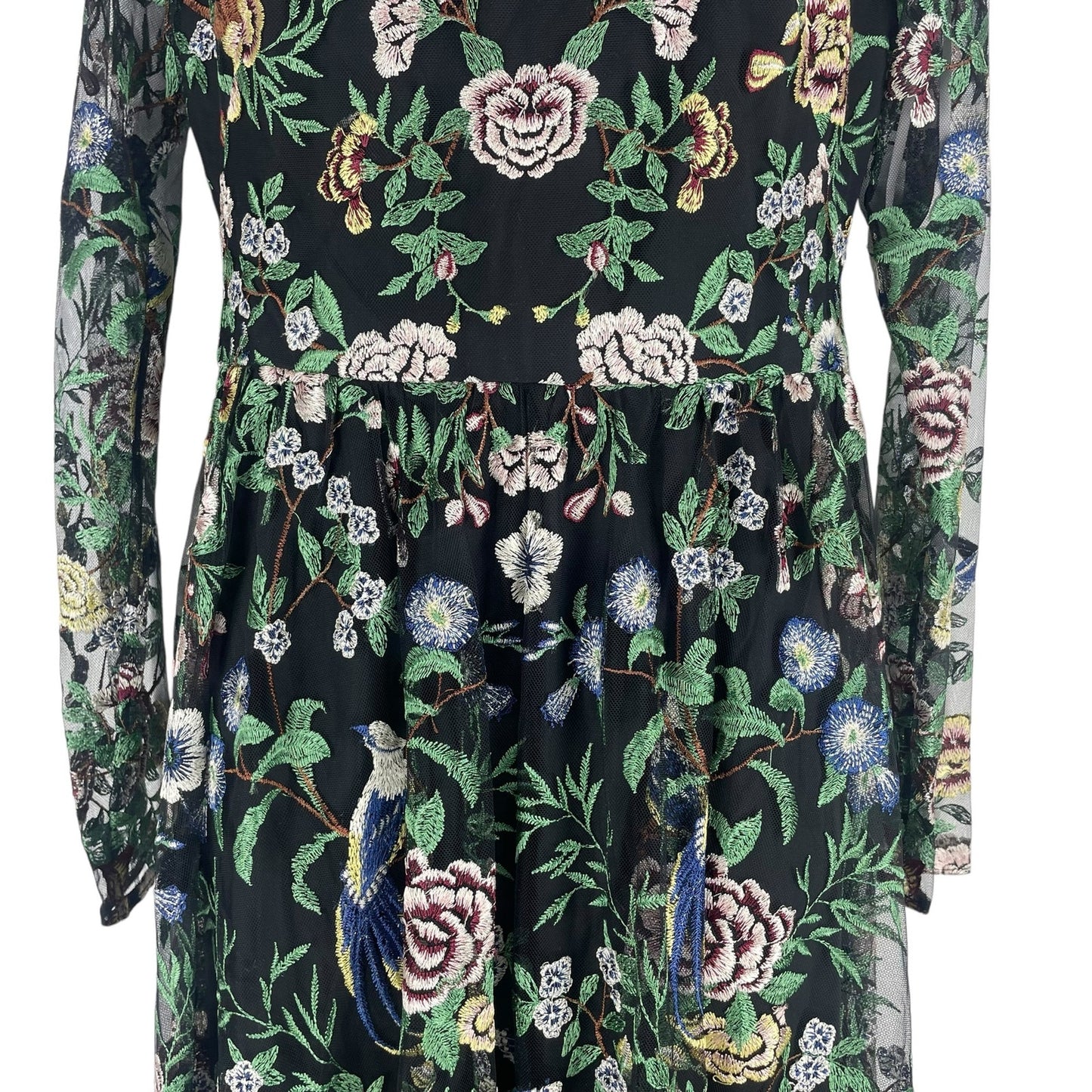 Marchesa Notte Botanical Embroidered Gown Dress Multi Color Size 6