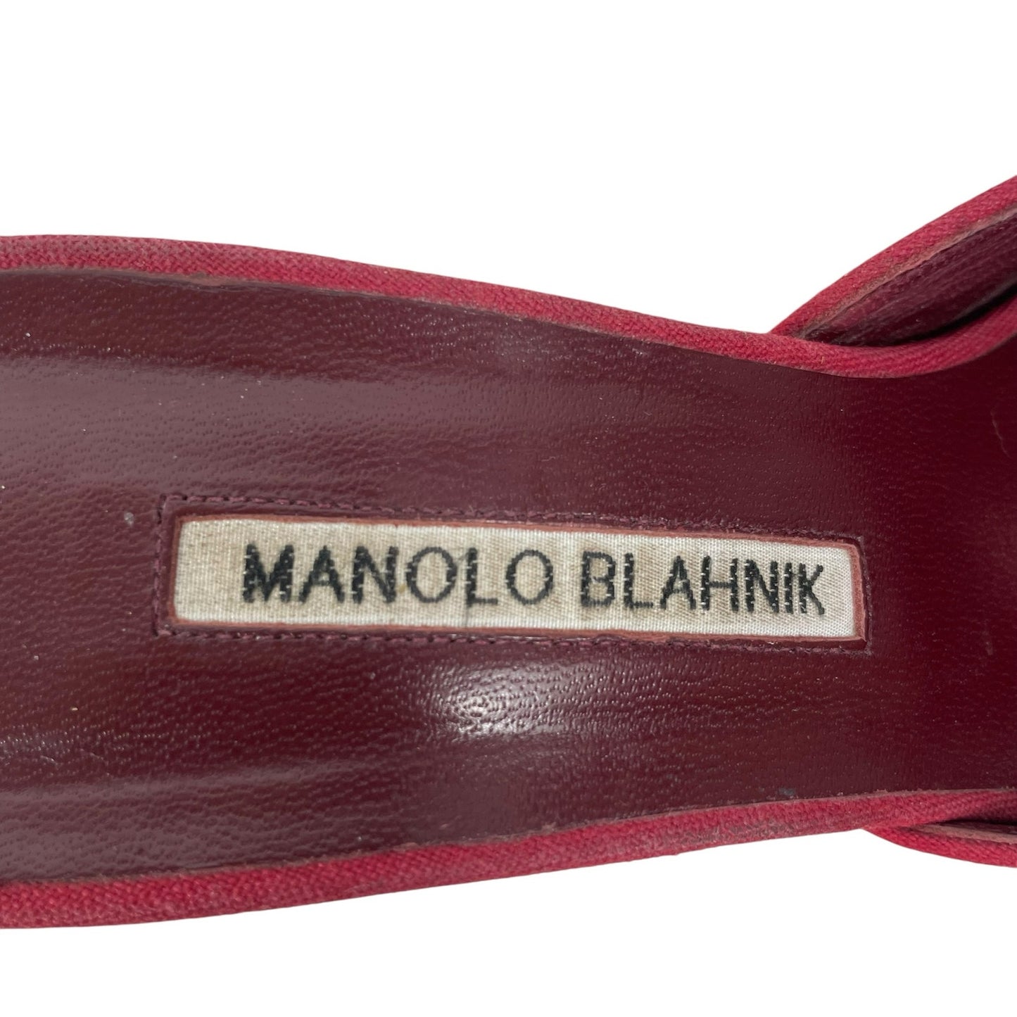 Manolo Blahnik Maysale 70mm Red Buckle Mules Fabric Size 40 Hailey Bieber
