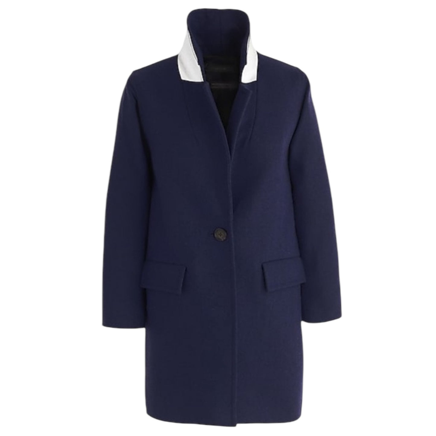 J. Crew Wool Blend Melton Boyfriend Coat One Button Navy Blue Size 12