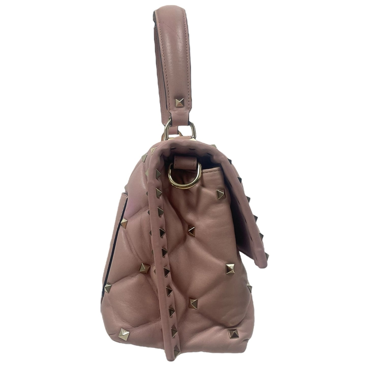 Valentino Garavani Candystud Medium Top Handle Leather Bag Rockstud Pink