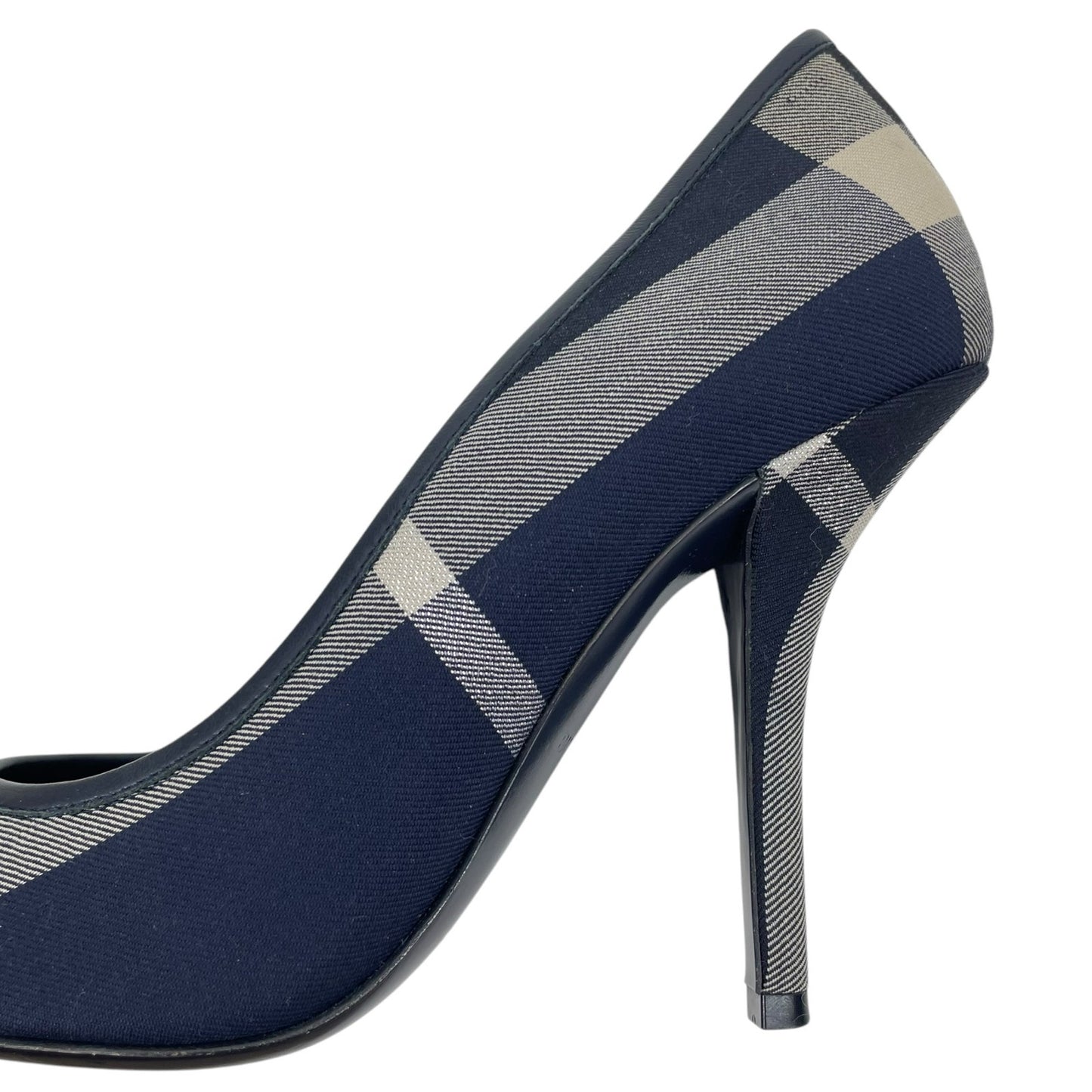 Burberry Aubri Nova Check Pointed Toe Pumps Dark Charcoal Blue Size 39