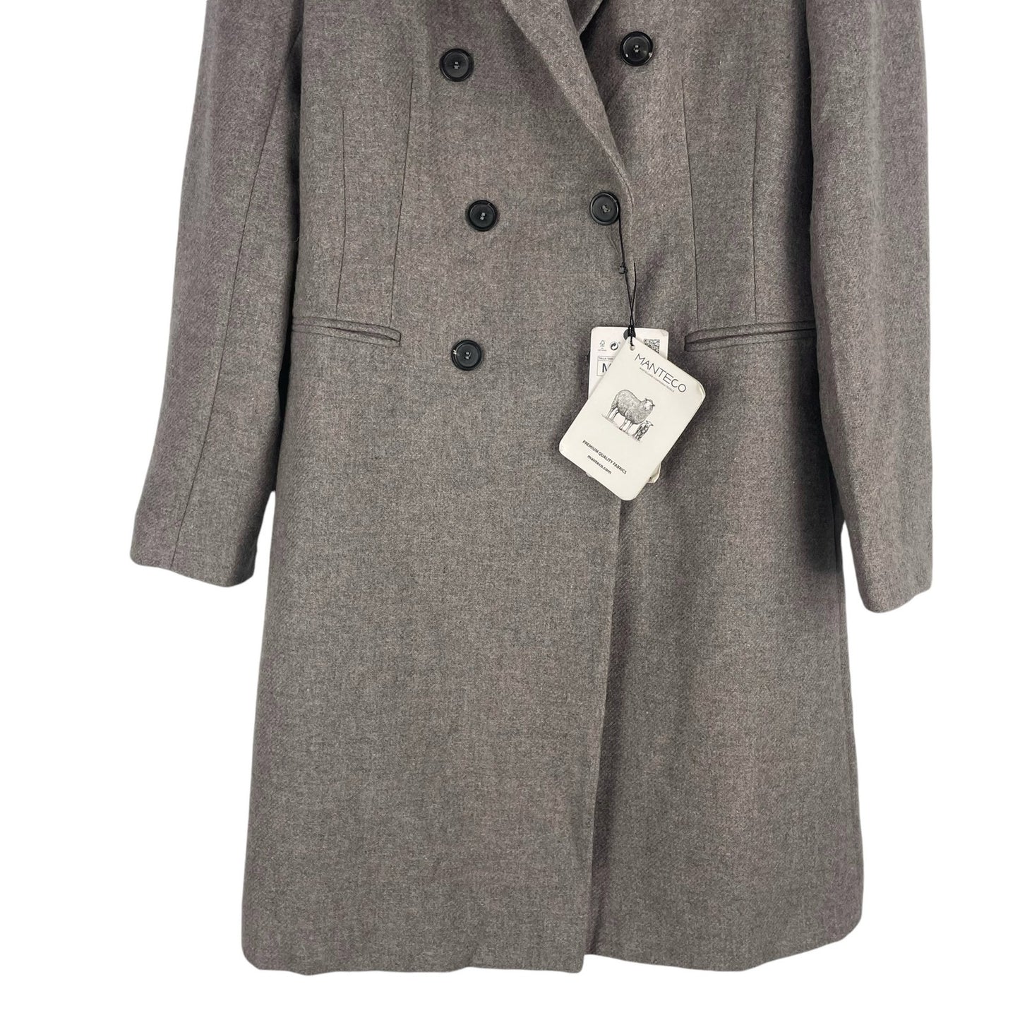 Zara Monteco Wool Blend Double Breasted Coat Ash Brown Size M