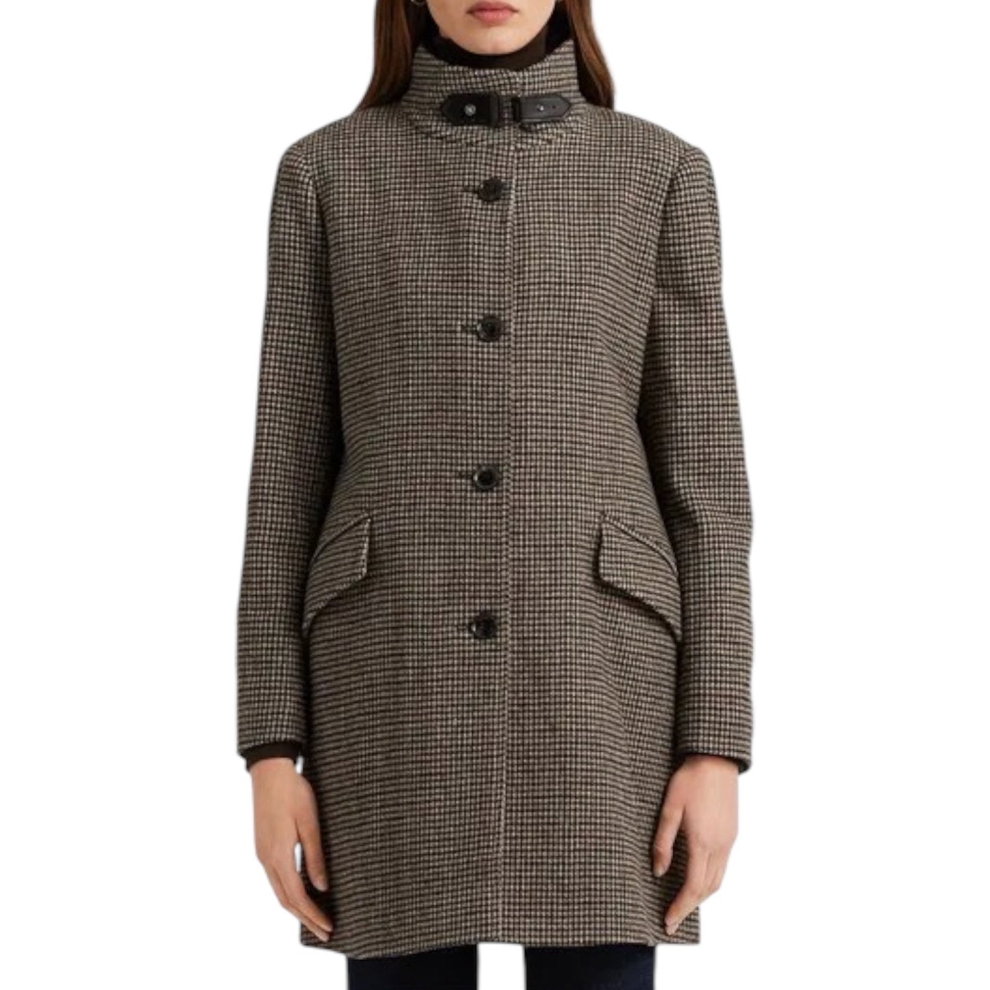 Lauren Ralph Lauren Tab Front Wool Coat Merlot Houndstooth Size 18
