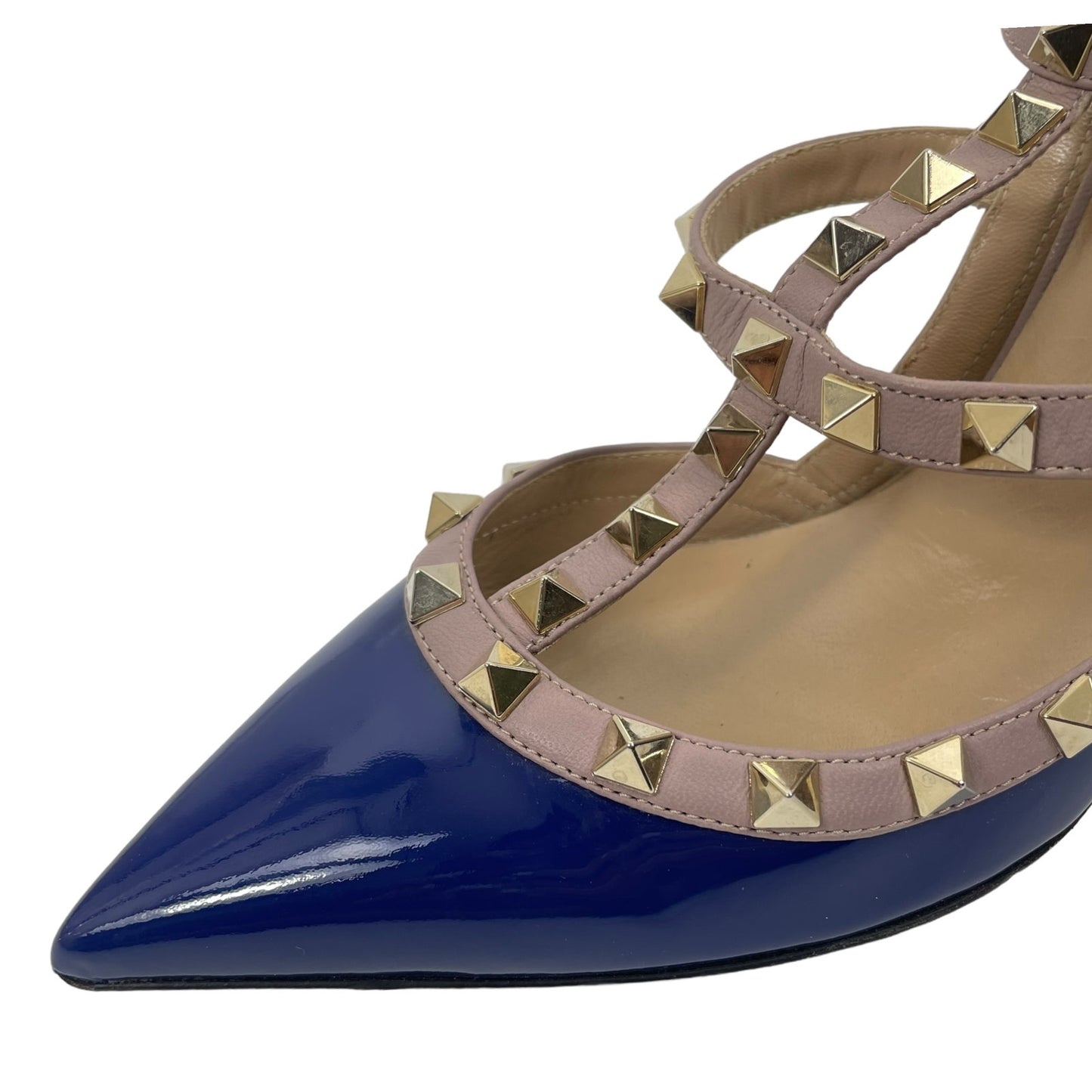 Valentino Garavani Rockstud 100mm Two Tone Caged Pump Blue Pink Size 38.5