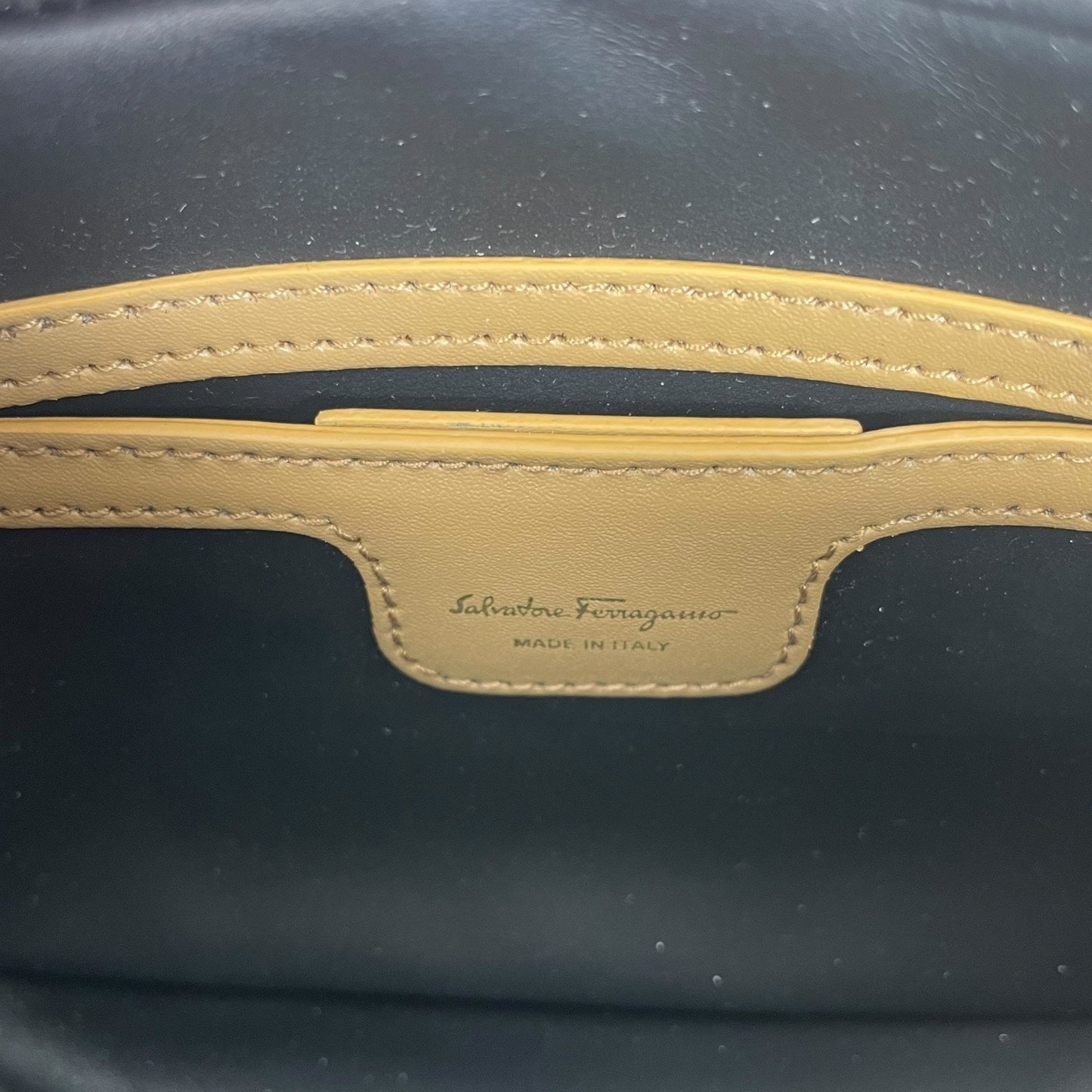 Salvatore Ferragamo Calfskin Vara Bow Crossbody Camera Bag Camel Tan