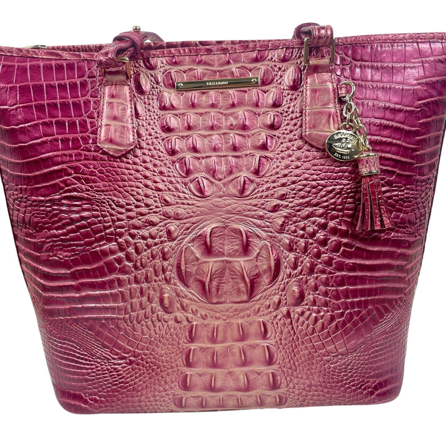 Brahmin Asher Tote Bag Shoulder Bag Magenta Ombre Melbourne Leather Pink