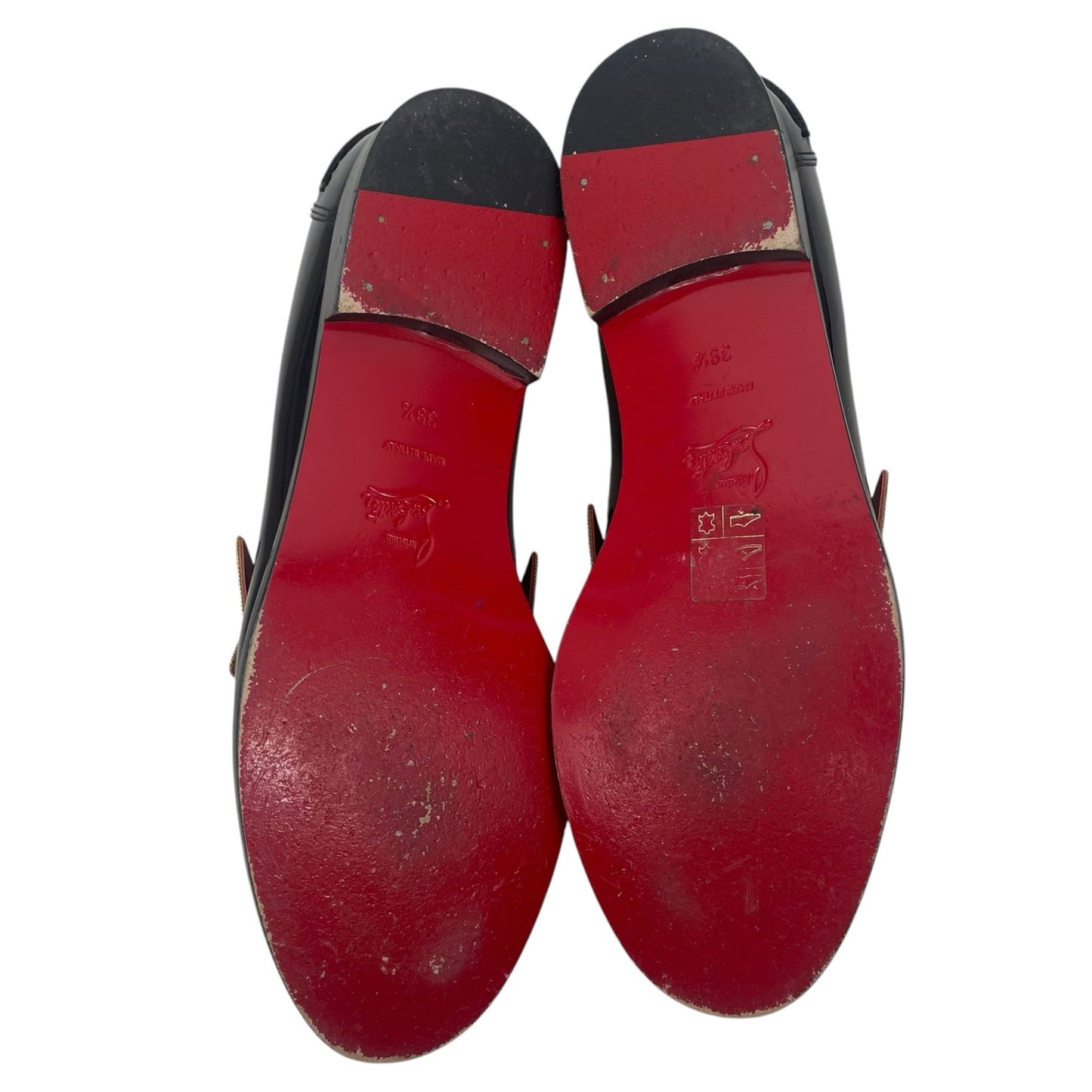 Christian Louboutin Donna Patent Red Sole Penny Loafers Tricolor Size 39.5