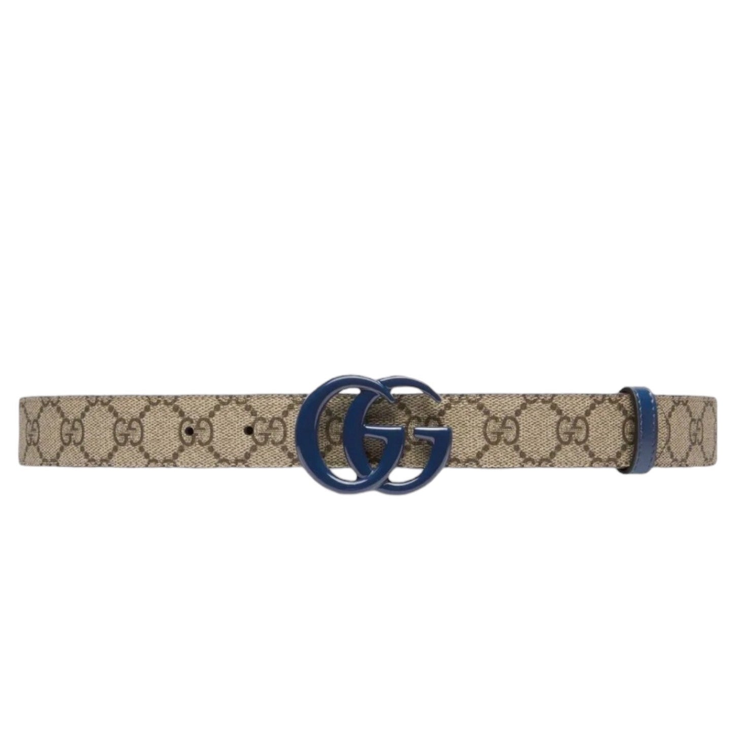NEW Gucci Supreme Marmot GG Monogram Leather Belt Blue Beige Size 100/40